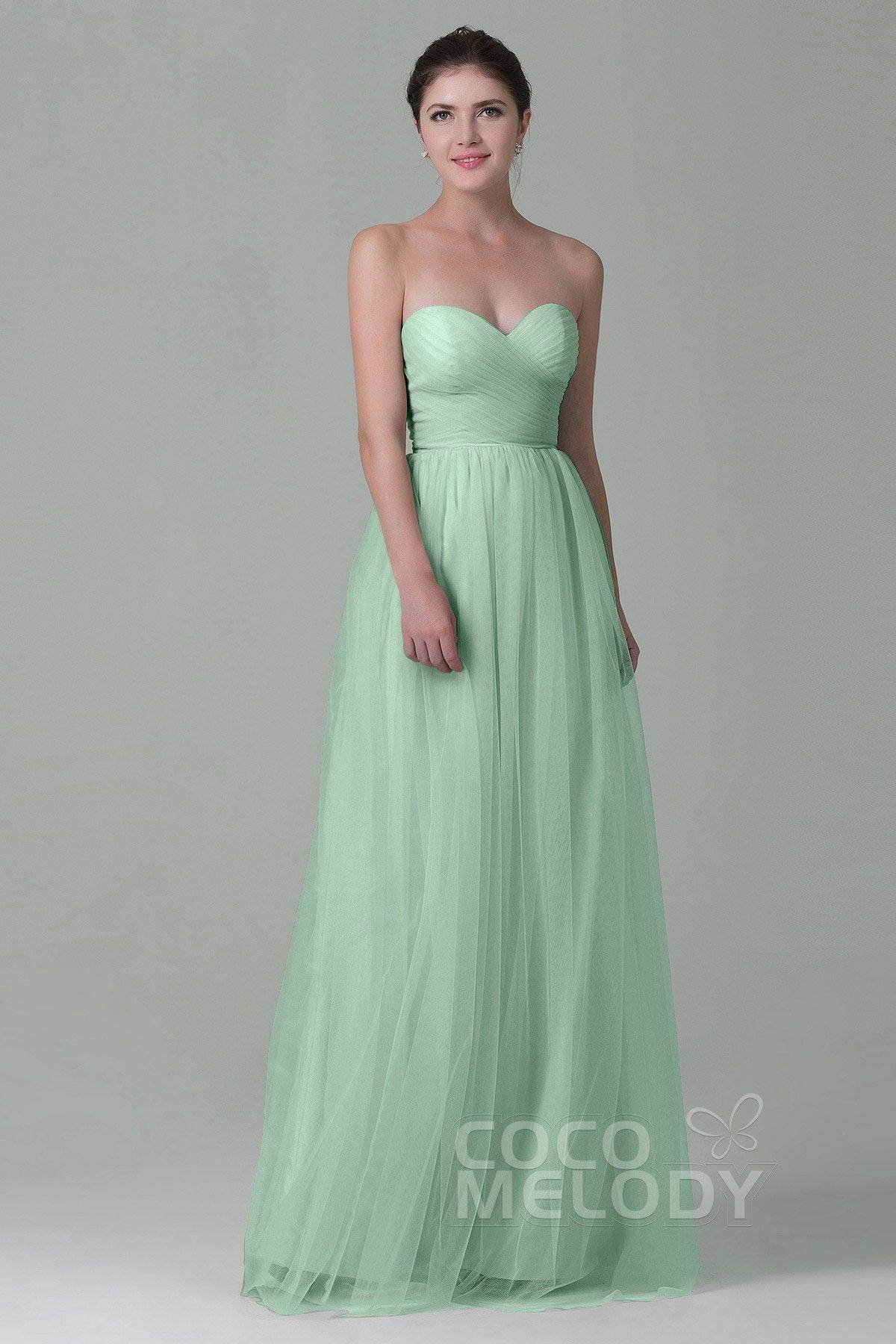 Sheath-Column Floor Length Tulle Bridesmaid Dress COZF1500E