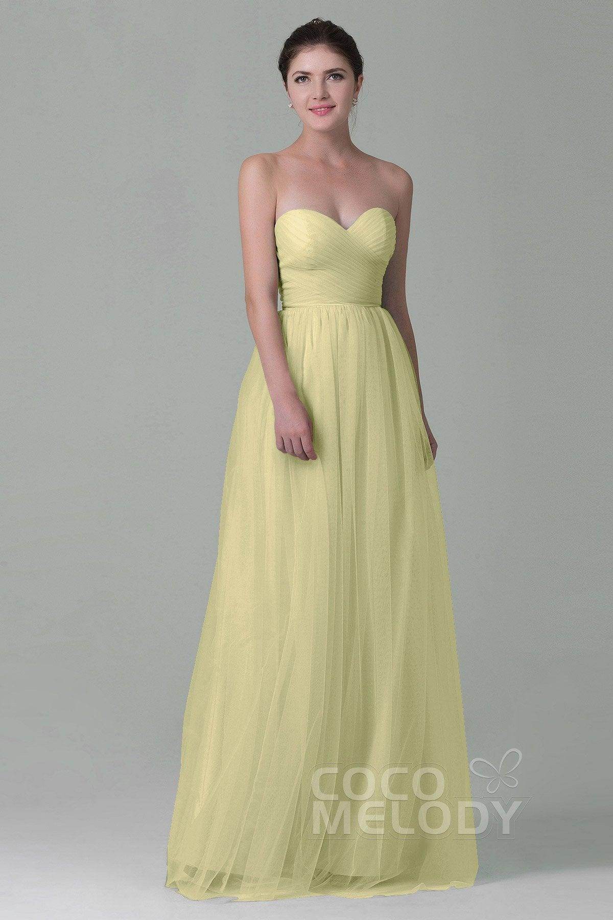 Sheath-Column Floor Length Tulle Bridesmaid Dress COZF1500E