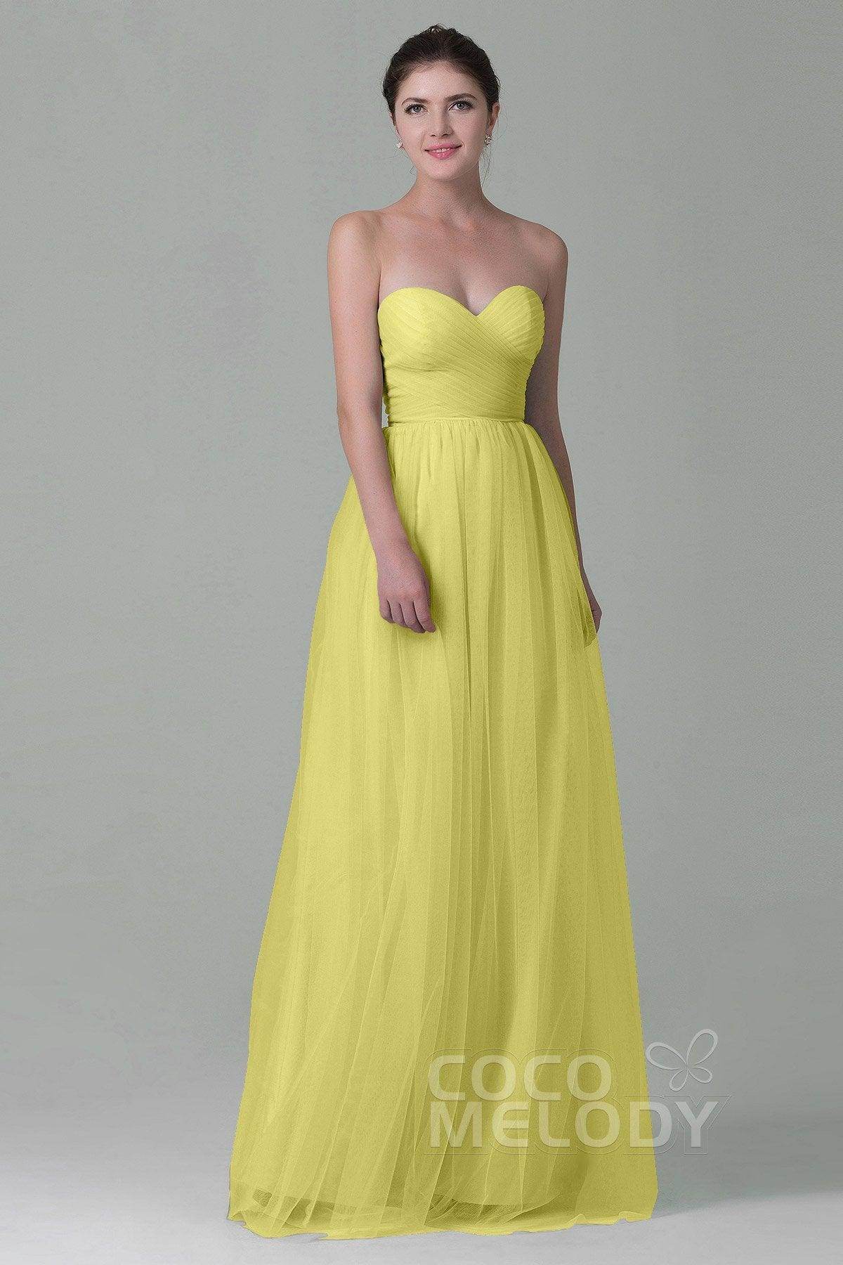 Sheath-Column Floor Length Tulle Bridesmaid Dress COZF1500E