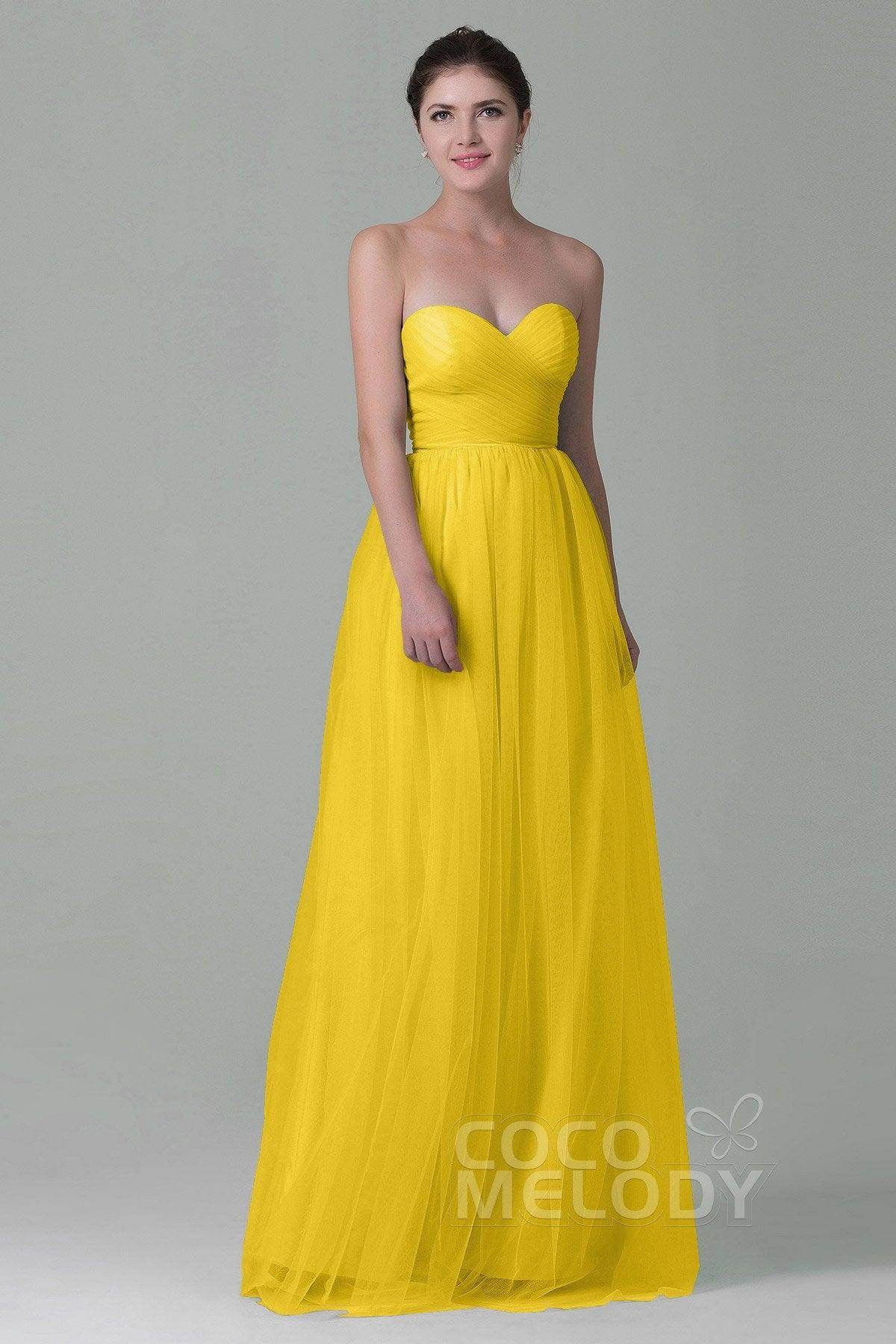 Sheath-Column Floor Length Tulle Bridesmaid Dress COZF1500E