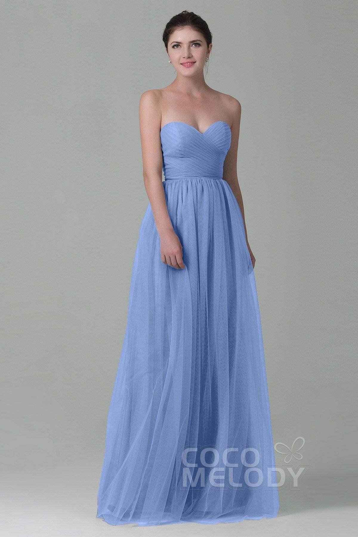 Sheath-Column Floor Length Tulle Bridesmaid Dress COZF1500E