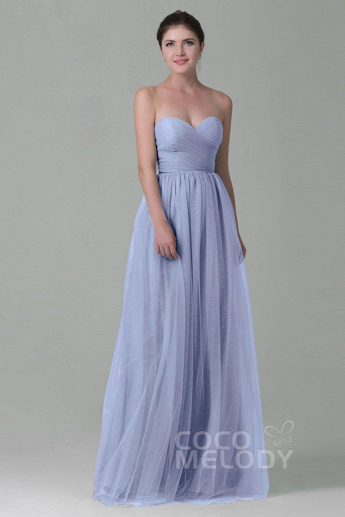Sheath-Column Floor Length Tulle Bridesmaid Dress COZF1500E