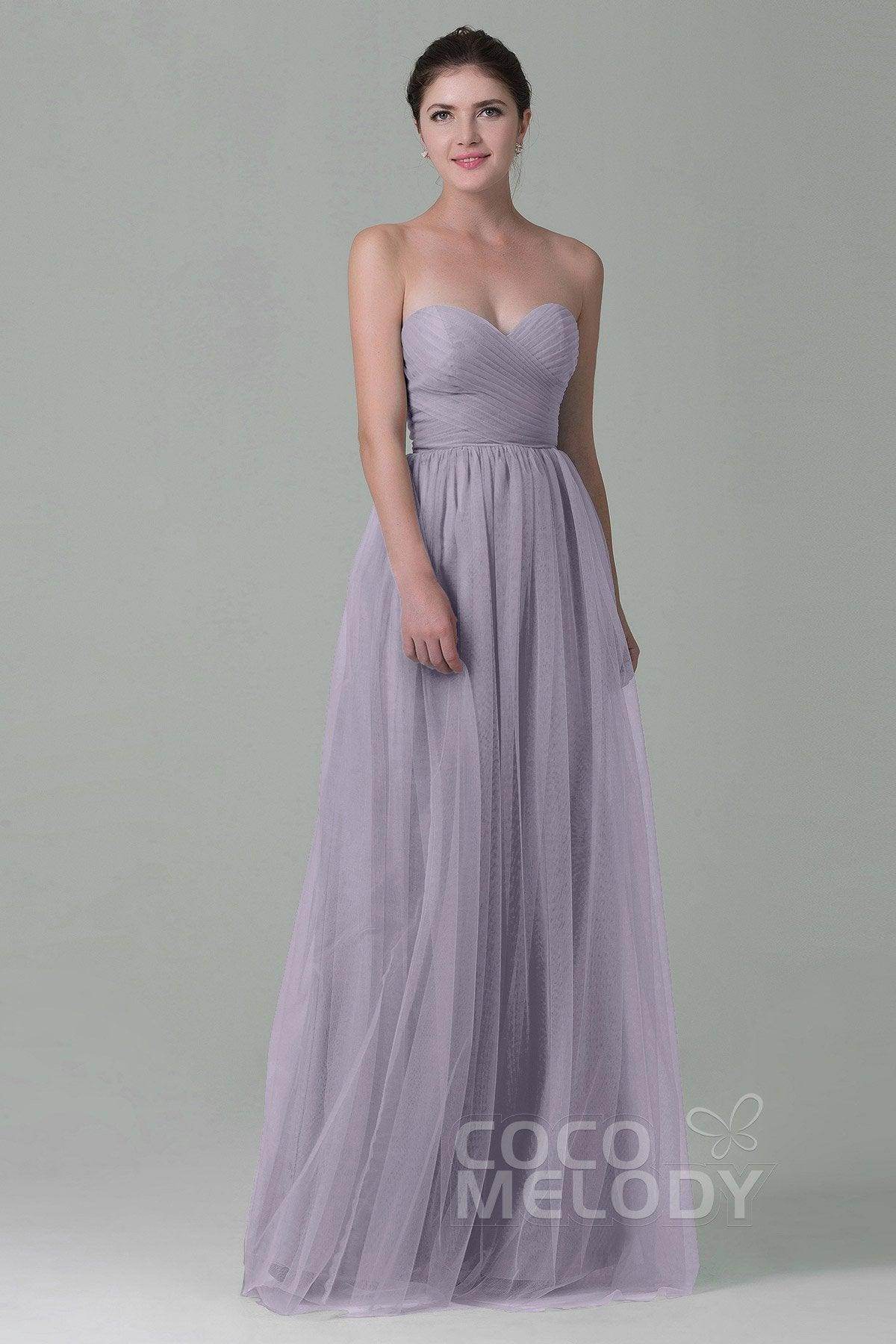 Sheath-Column Floor Length Tulle Bridesmaid Dress COZF1500E