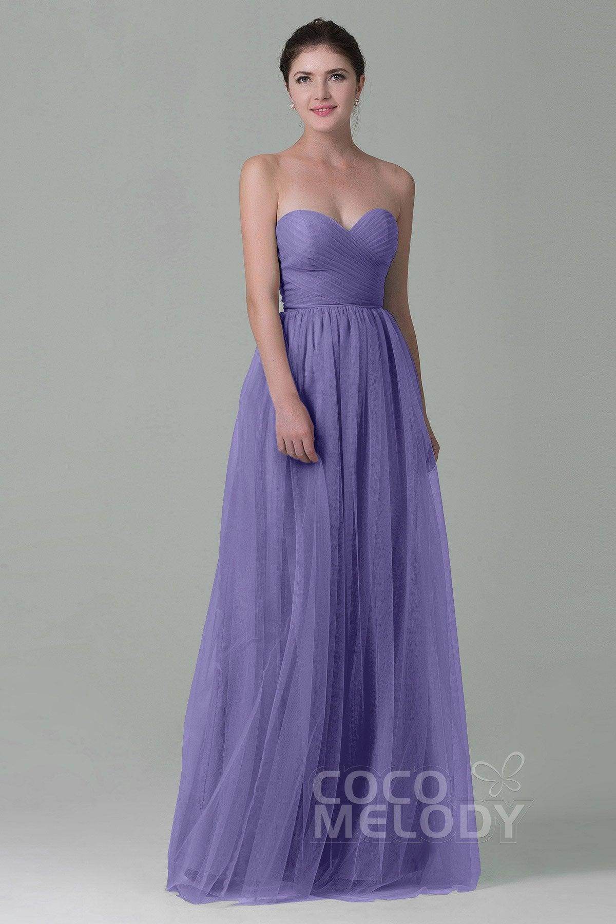 Sheath-Column Floor Length Tulle Bridesmaid Dress COZF1500E