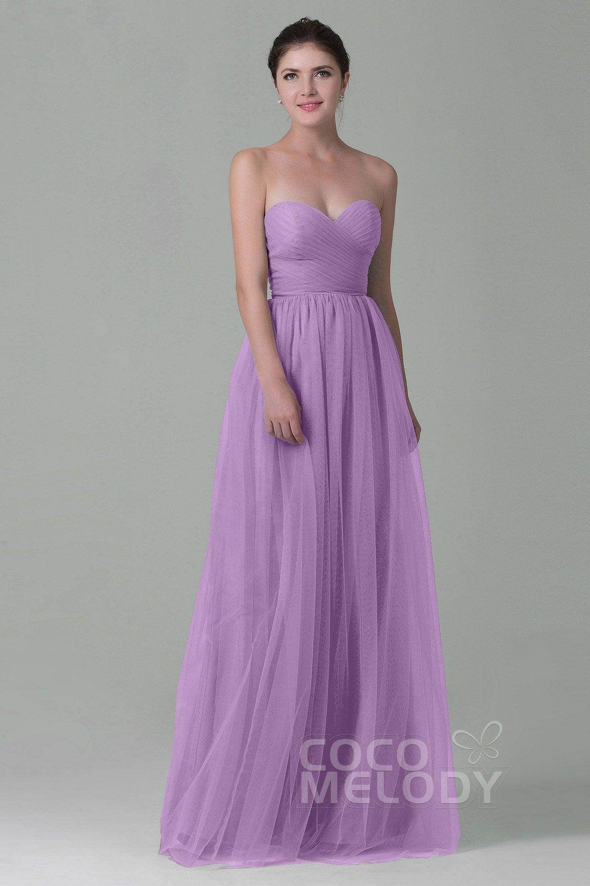 Sheath-Column Floor Length Tulle Bridesmaid Dress COZF1500E