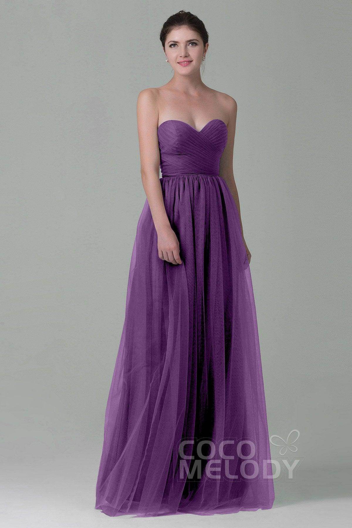Sheath-Column Floor Length Tulle Bridesmaid Dress COZF1500E