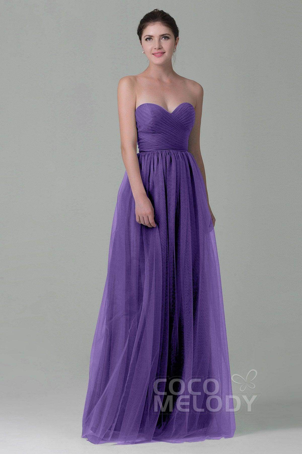 Sheath-Column Floor Length Tulle Bridesmaid Dress COZF1500E