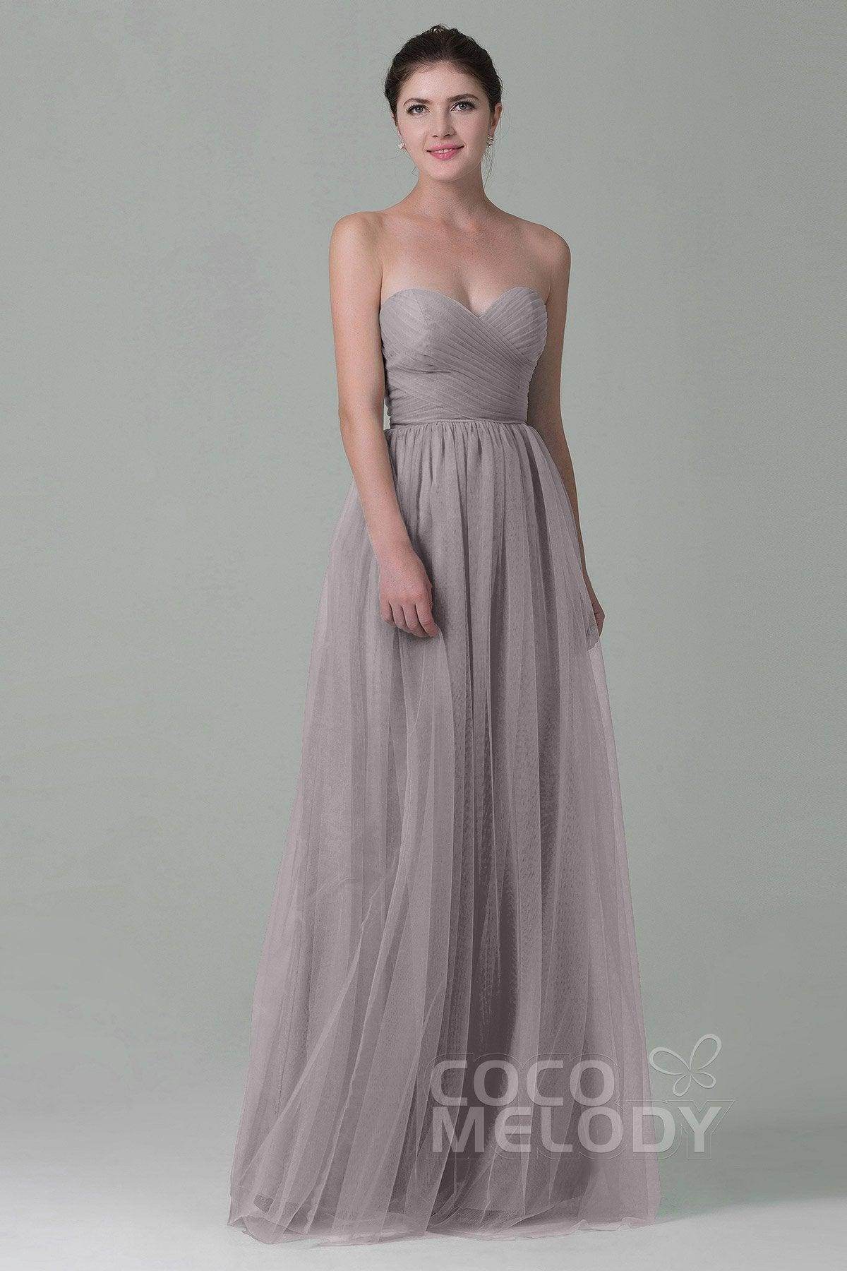 Sheath-Column Floor Length Tulle Bridesmaid Dress COZF1500E