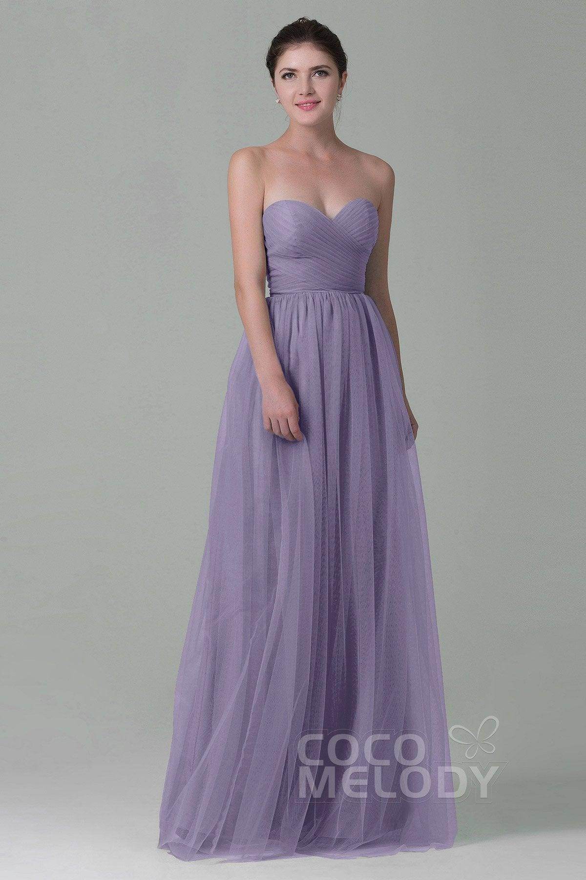 Sheath-Column Floor Length Tulle Bridesmaid Dress COZF1500E
