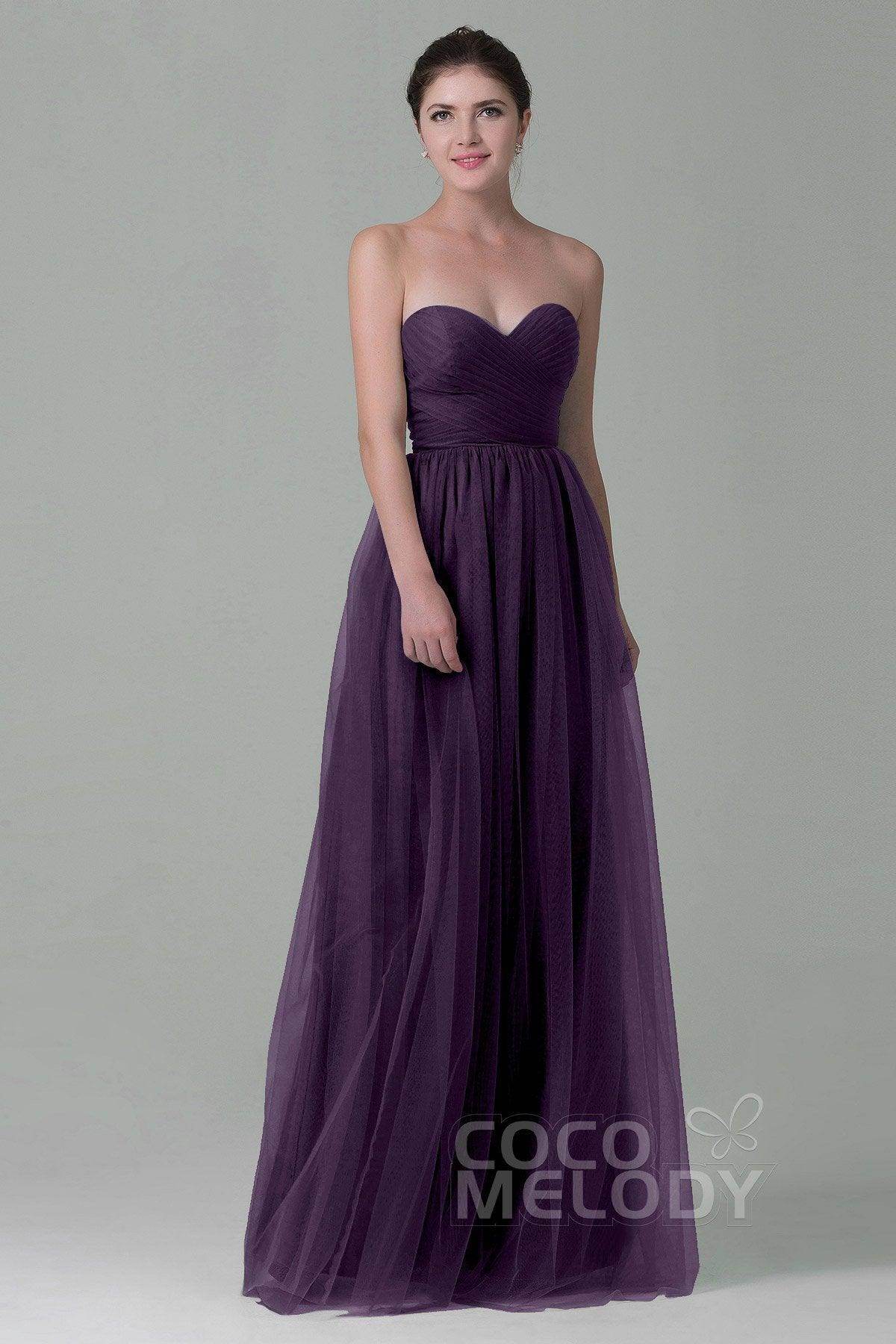 Sheath-Column Floor Length Tulle Bridesmaid Dress COZF1500E