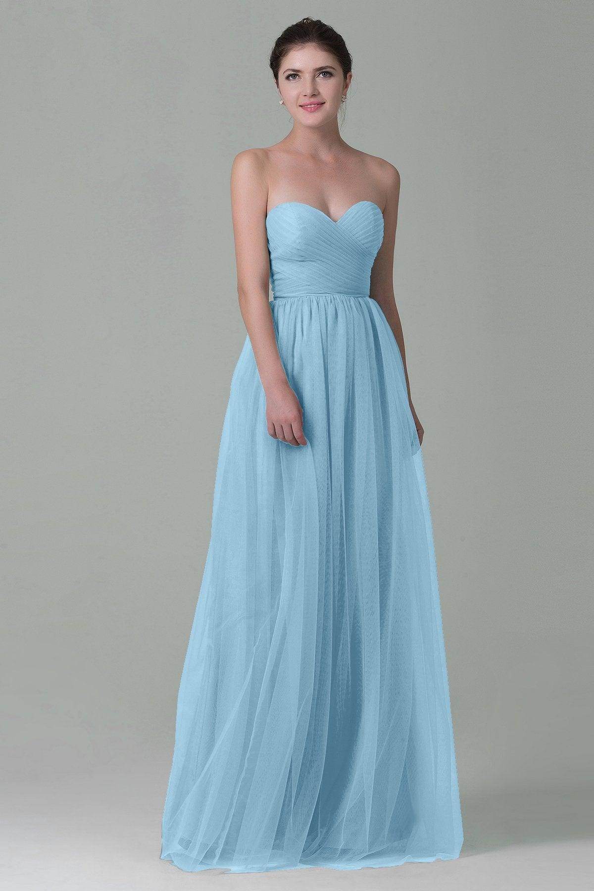 Sheath-Column Floor Length Tulle Bridesmaid Dress COZF1500E