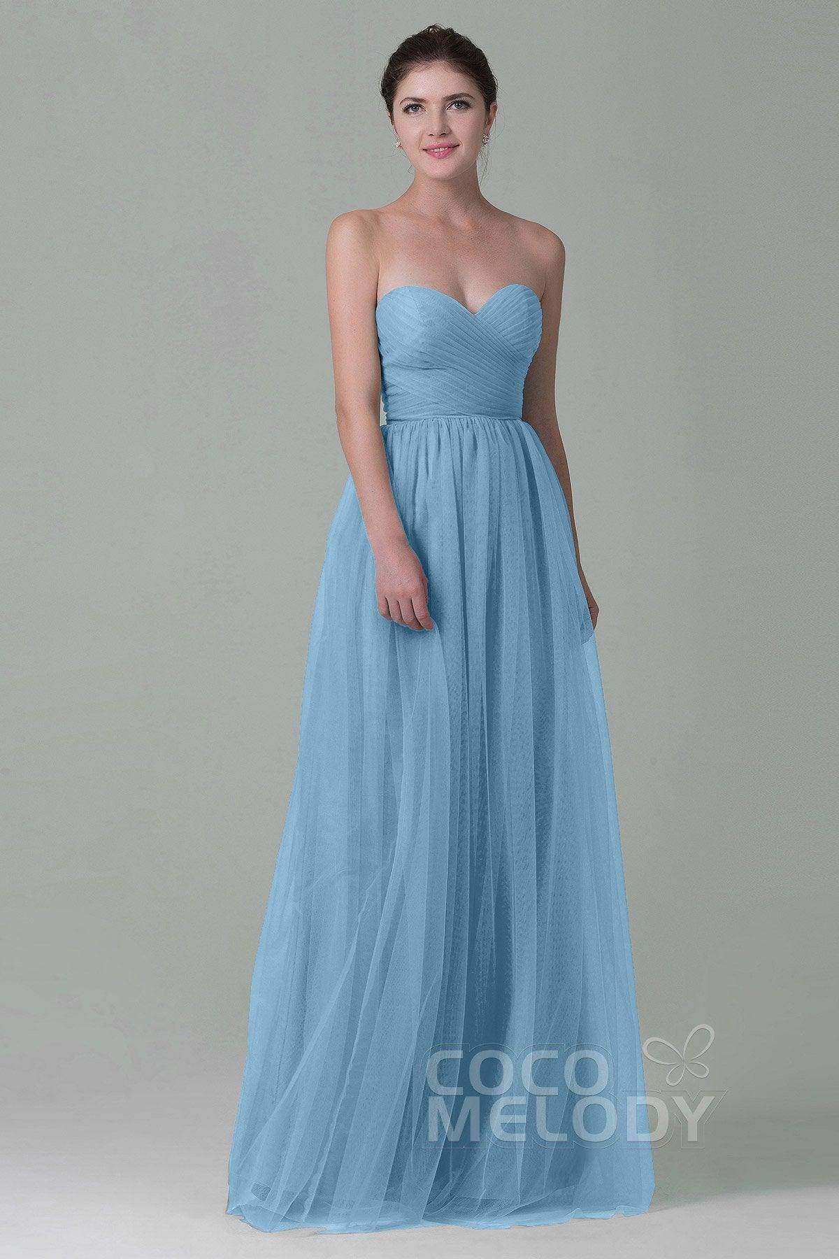 Sheath-Column Floor Length Tulle Bridesmaid Dress COZF1500E