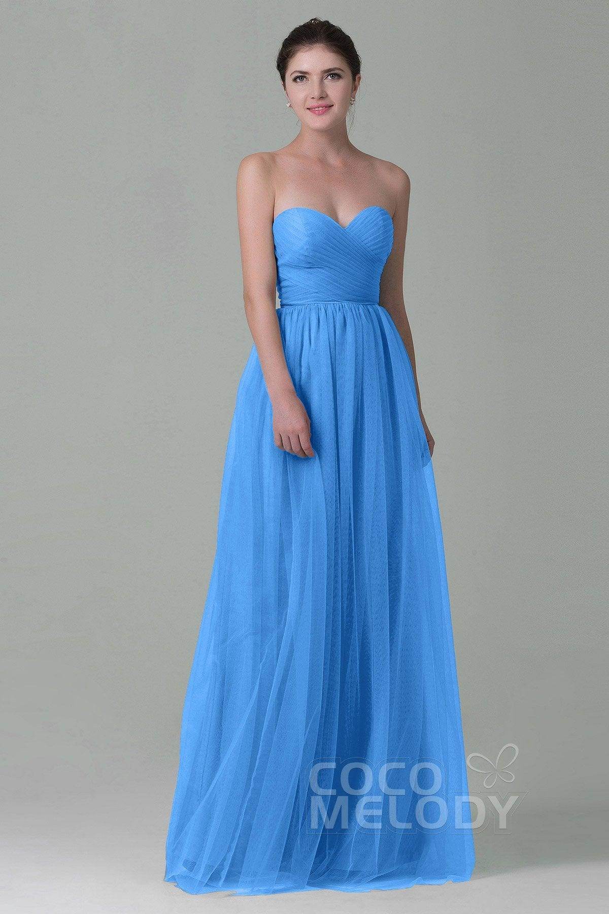 Sheath-Column Floor Length Tulle Bridesmaid Dress COZF1500E