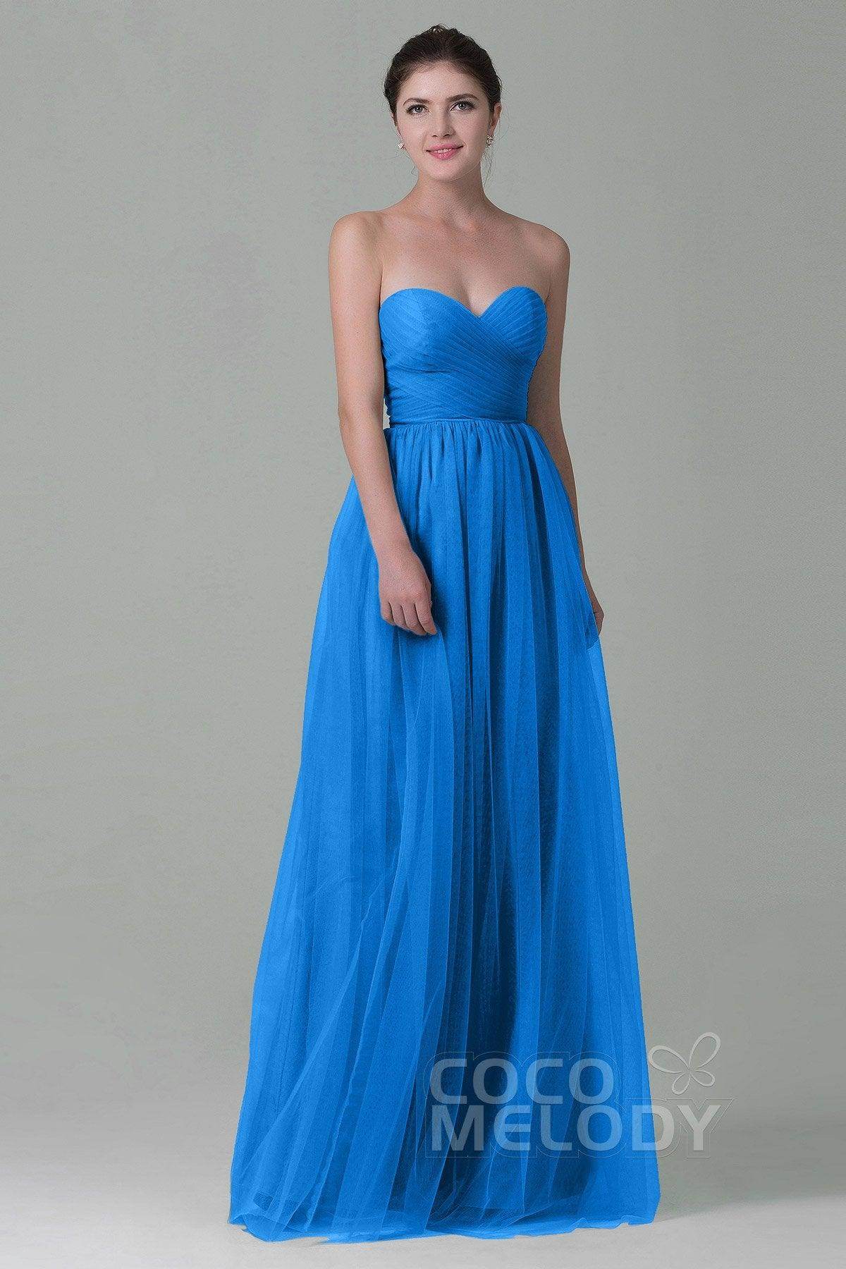 Sheath-Column Floor Length Tulle Bridesmaid Dress COZF1500E