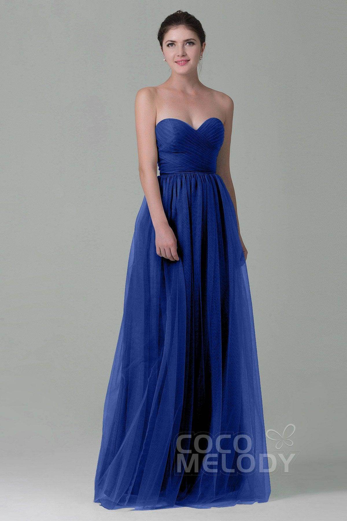 Sheath-Column Floor Length Tulle Bridesmaid Dress COZF1500E