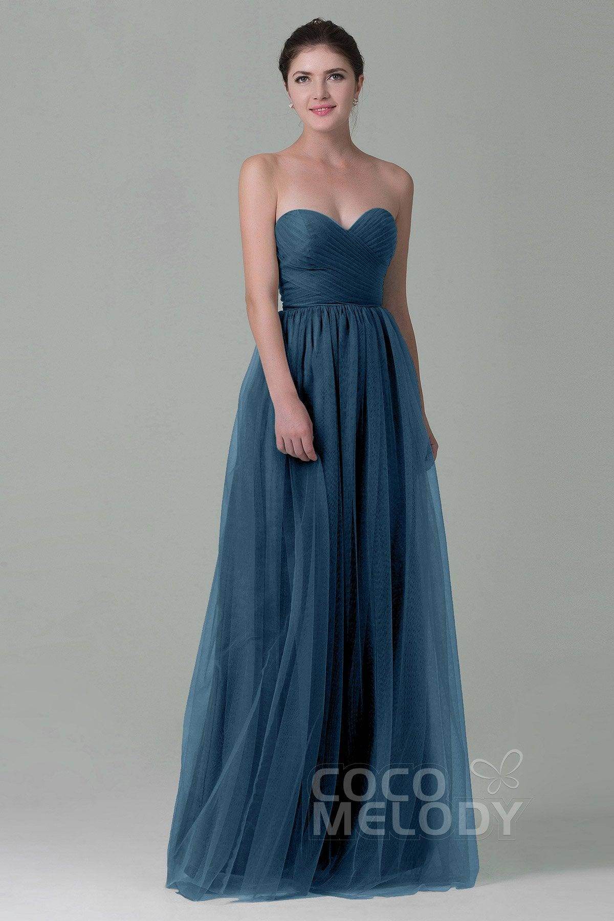 Sheath-Column Floor Length Tulle Bridesmaid Dress COZF1500E