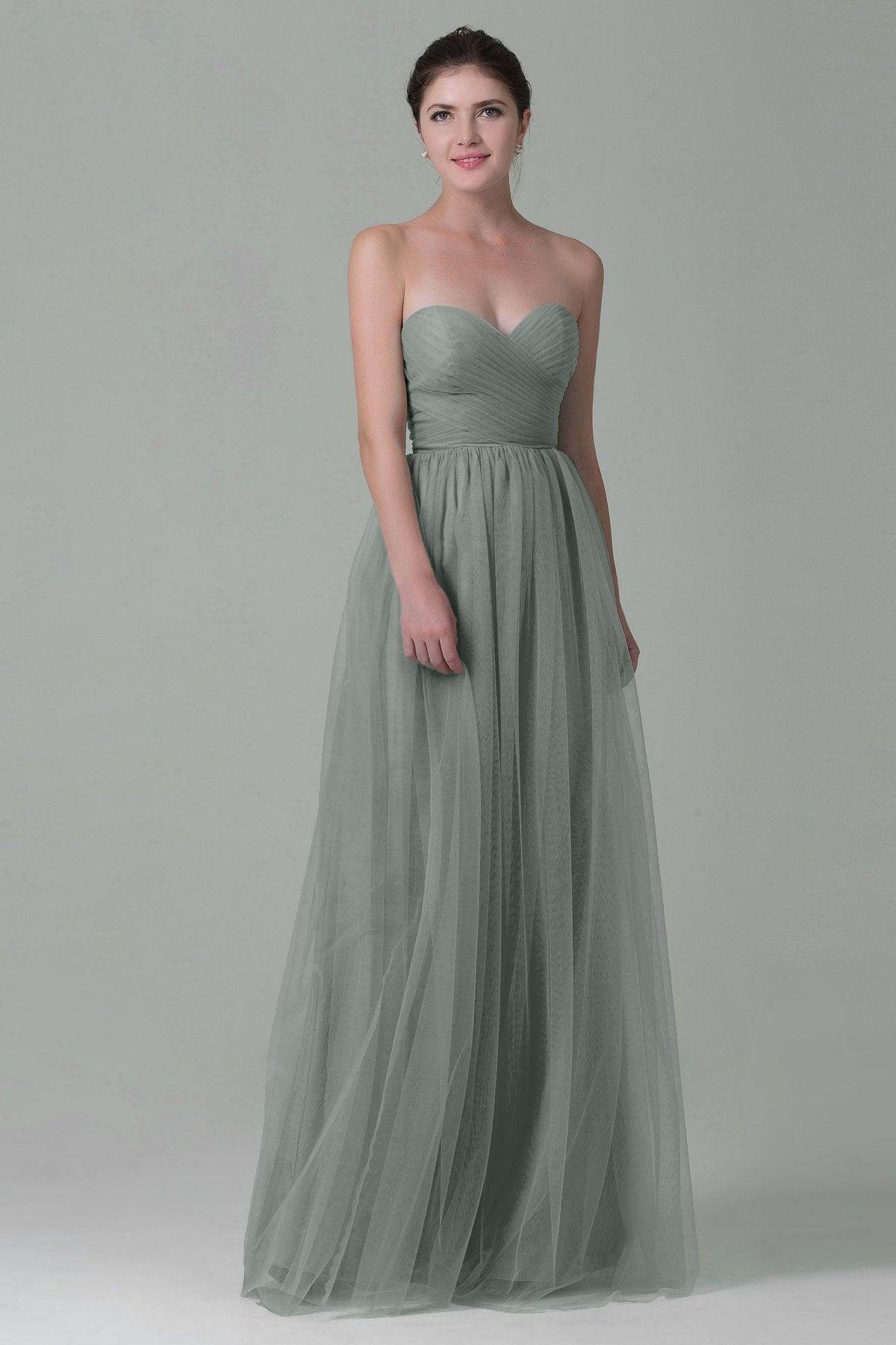 Sheath-Column Floor Length Tulle Bridesmaid Dress COZF1500E