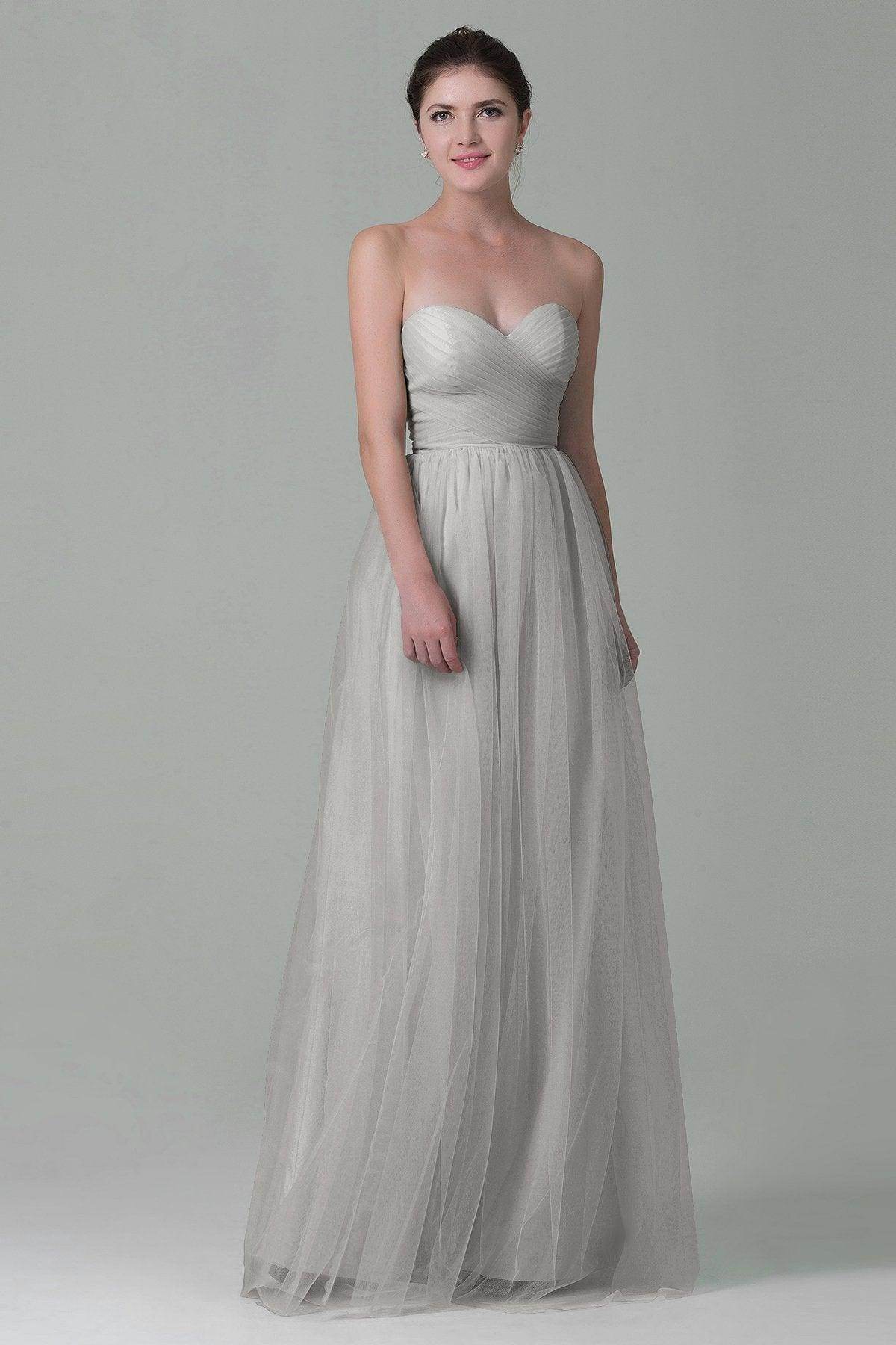Sheath-Column Floor Length Tulle Bridesmaid Dress COZF1500E