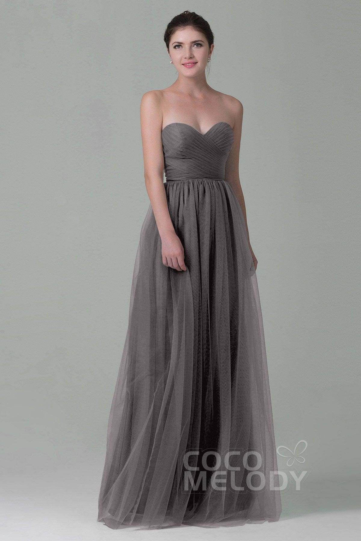 Sheath-Column Floor Length Tulle Bridesmaid Dress COZF1500E
