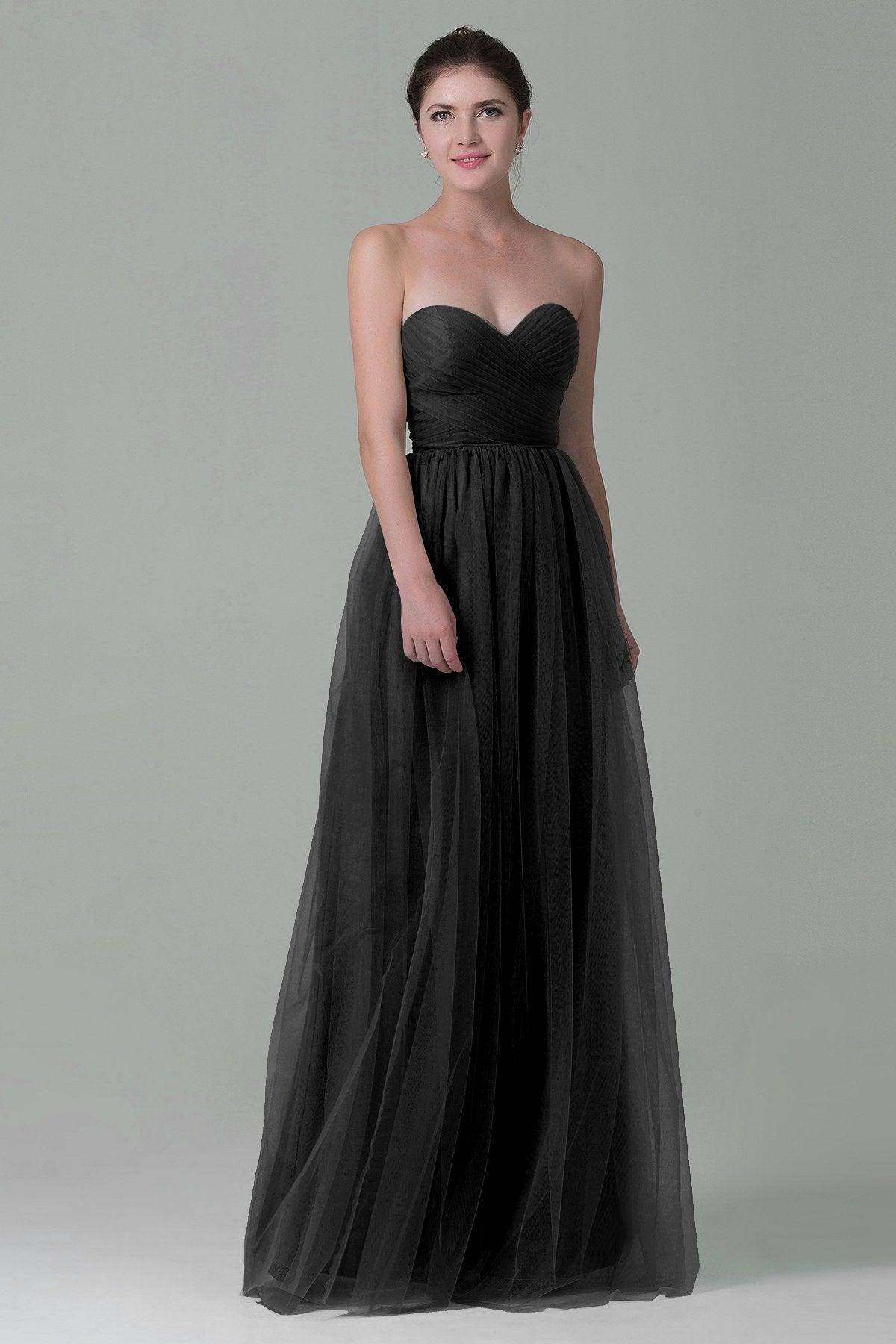 Sheath-Column Floor Length Tulle Bridesmaid Dress COZF1500E