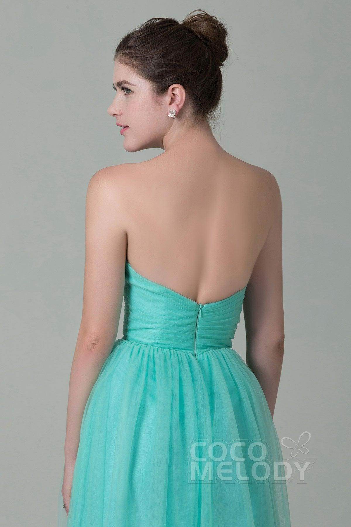 Sheath-Column Floor Length Tulle Bridesmaid Dress COZF1500E