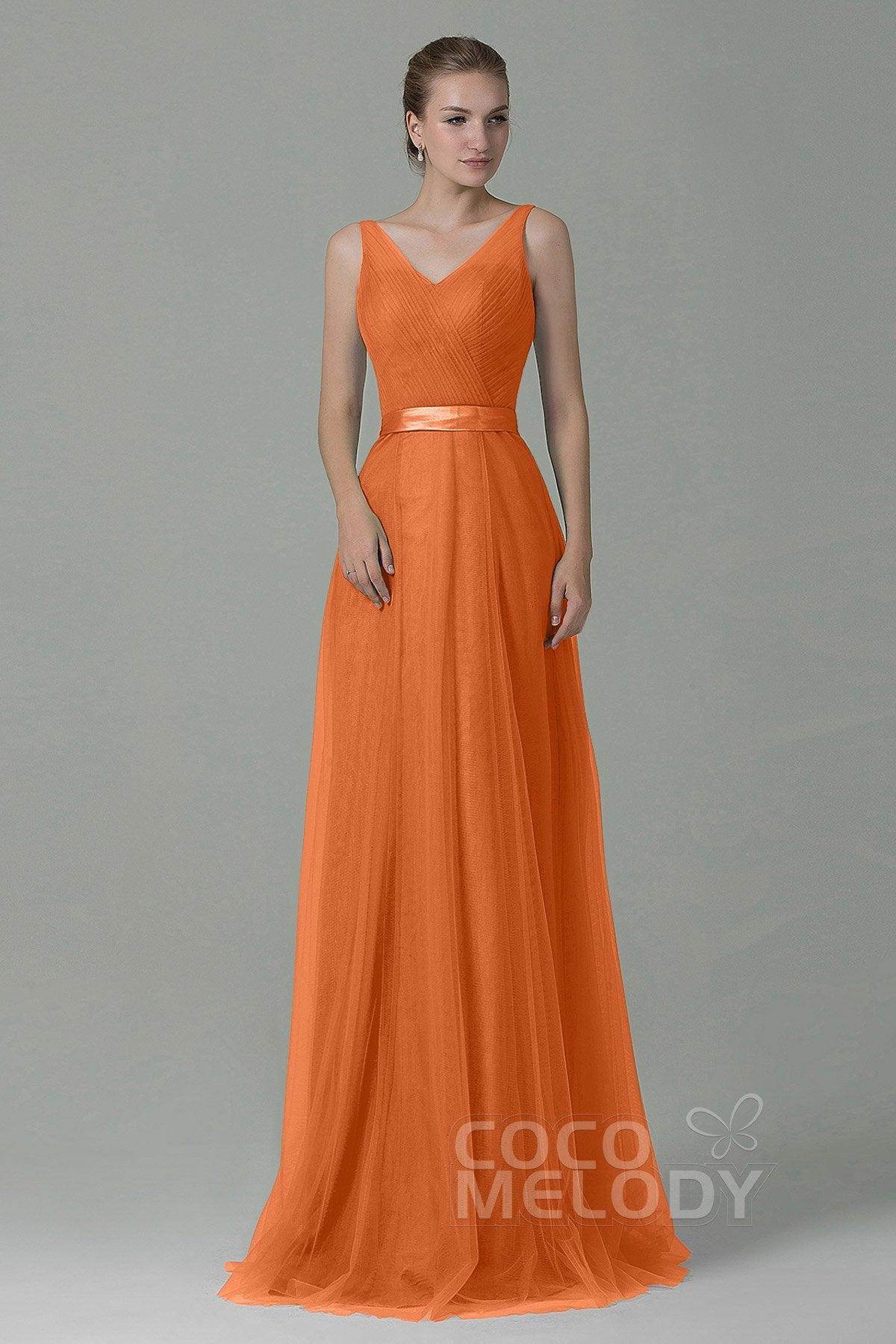 Sheath-Column Floor Length Tulle Bridesmaid Dress COZF1500F