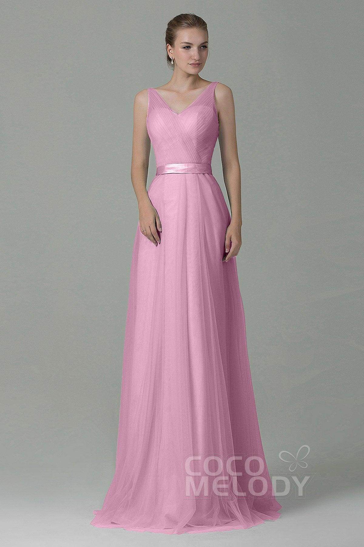 Sheath-Column Floor Length Tulle Bridesmaid Dress COZF1500F