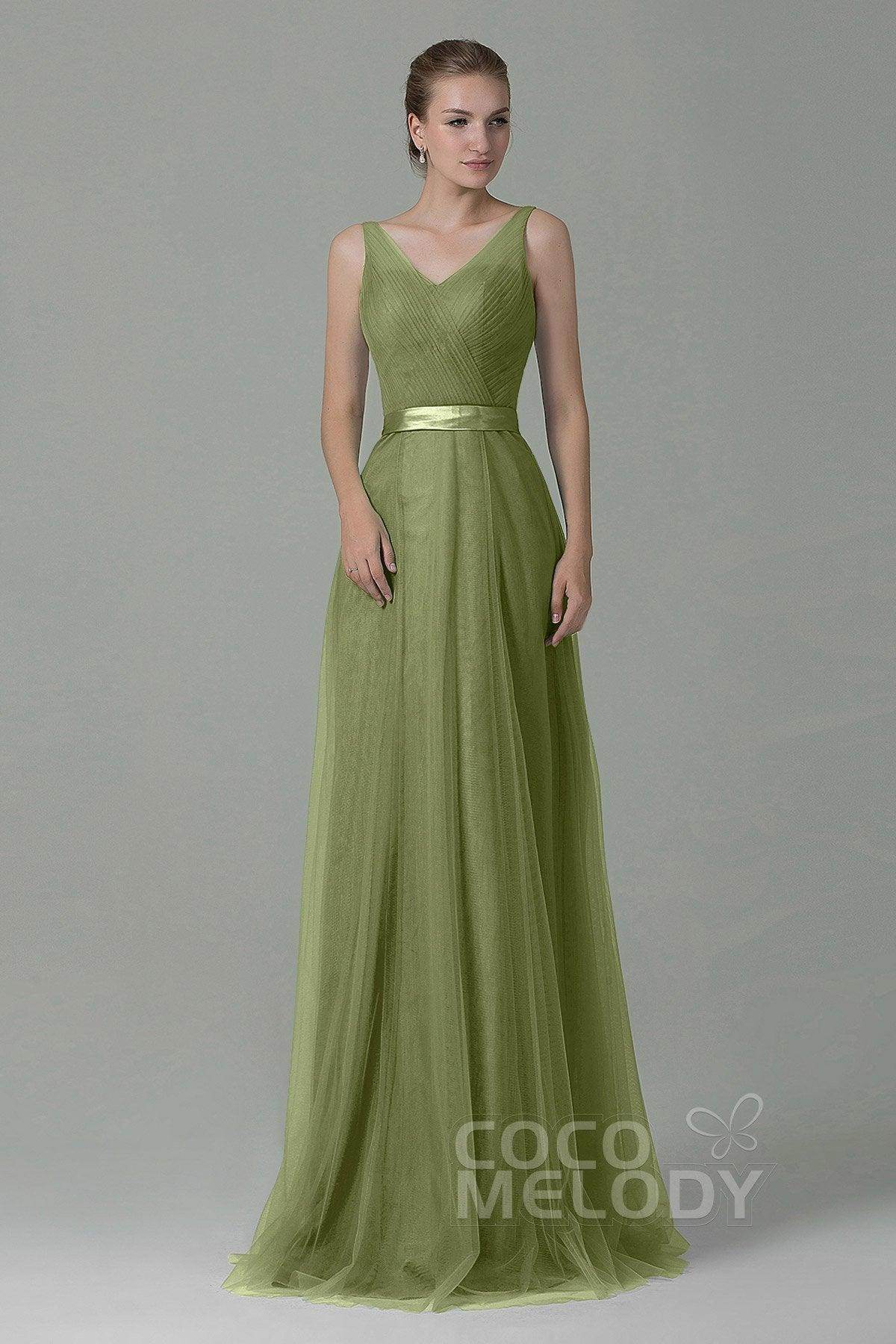 Sheath-Column Floor Length Tulle Bridesmaid Dress COZF1500F