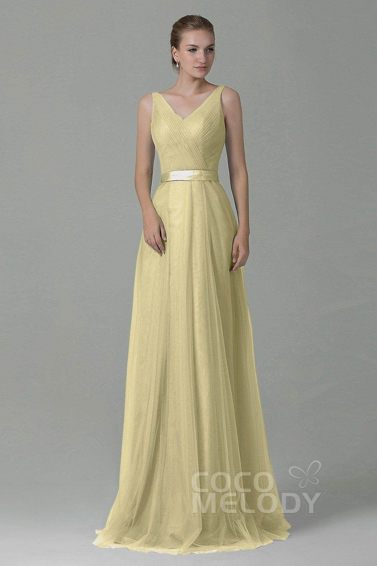 Sheath-Column Floor Length Tulle Bridesmaid Dress COZF1500F