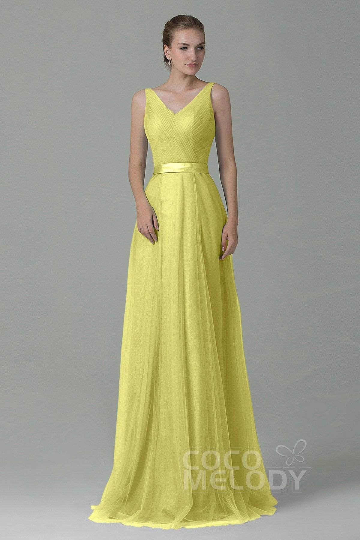 Sheath-Column Floor Length Tulle Bridesmaid Dress COZF1500F