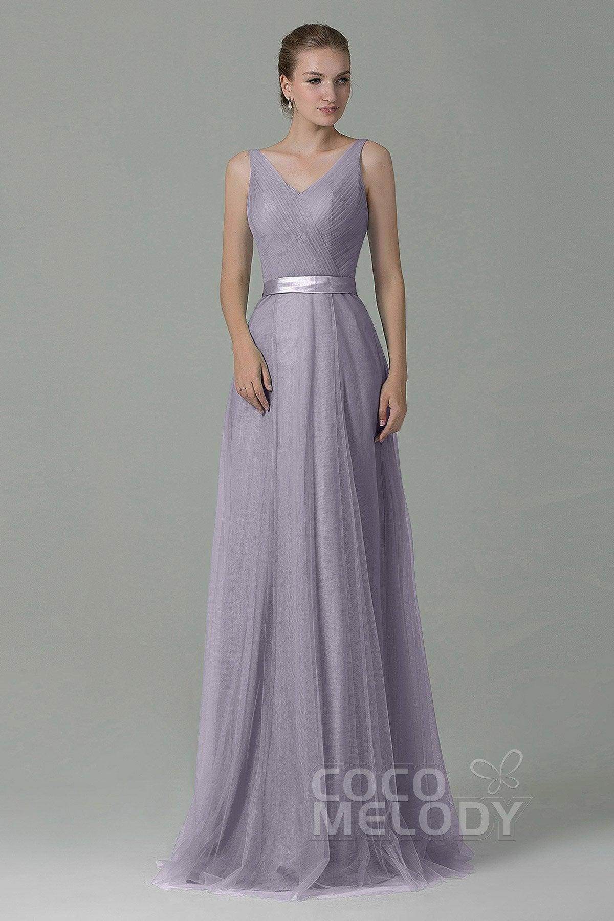 Sheath-Column Floor Length Tulle Bridesmaid Dress COZF1500F