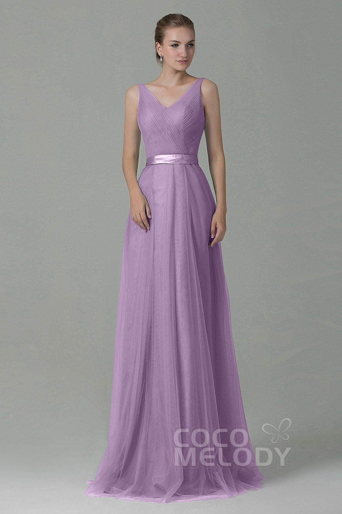 Sheath-Column Floor Length Tulle Bridesmaid Dress COZF1500F