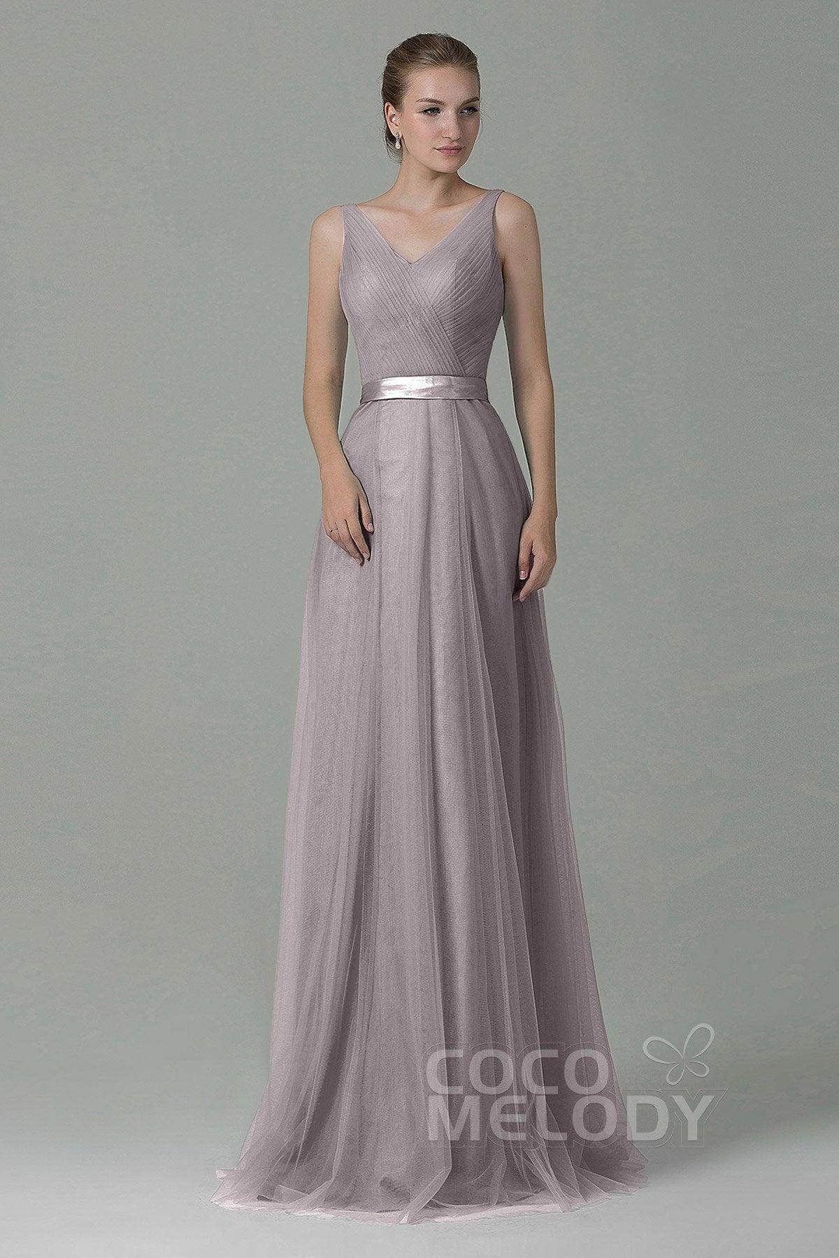 Sheath-Column Floor Length Tulle Bridesmaid Dress COZF1500F