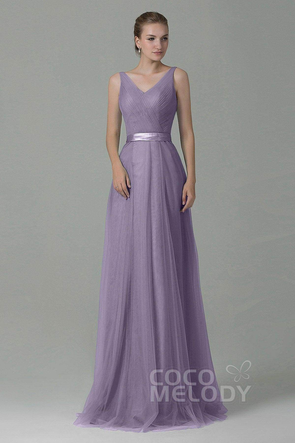 Sheath-Column Floor Length Tulle Bridesmaid Dress COZF1500F