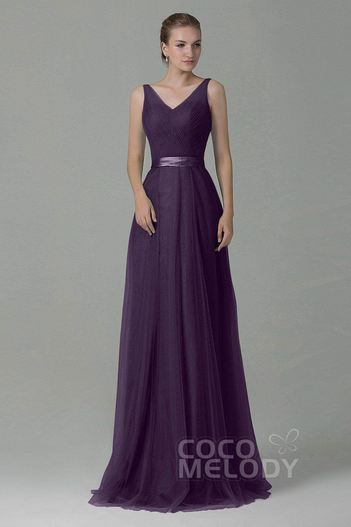 Sheath-Column Floor Length Tulle Bridesmaid Dress COZF1500F