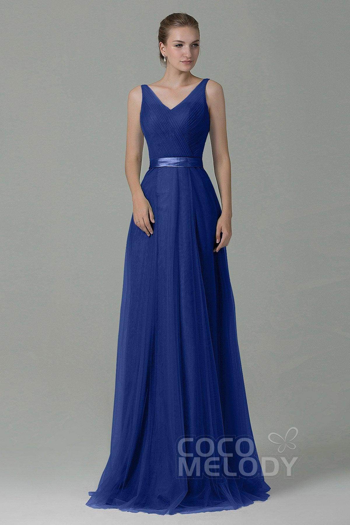 Sheath-Column Floor Length Tulle Bridesmaid Dress COZF1500F