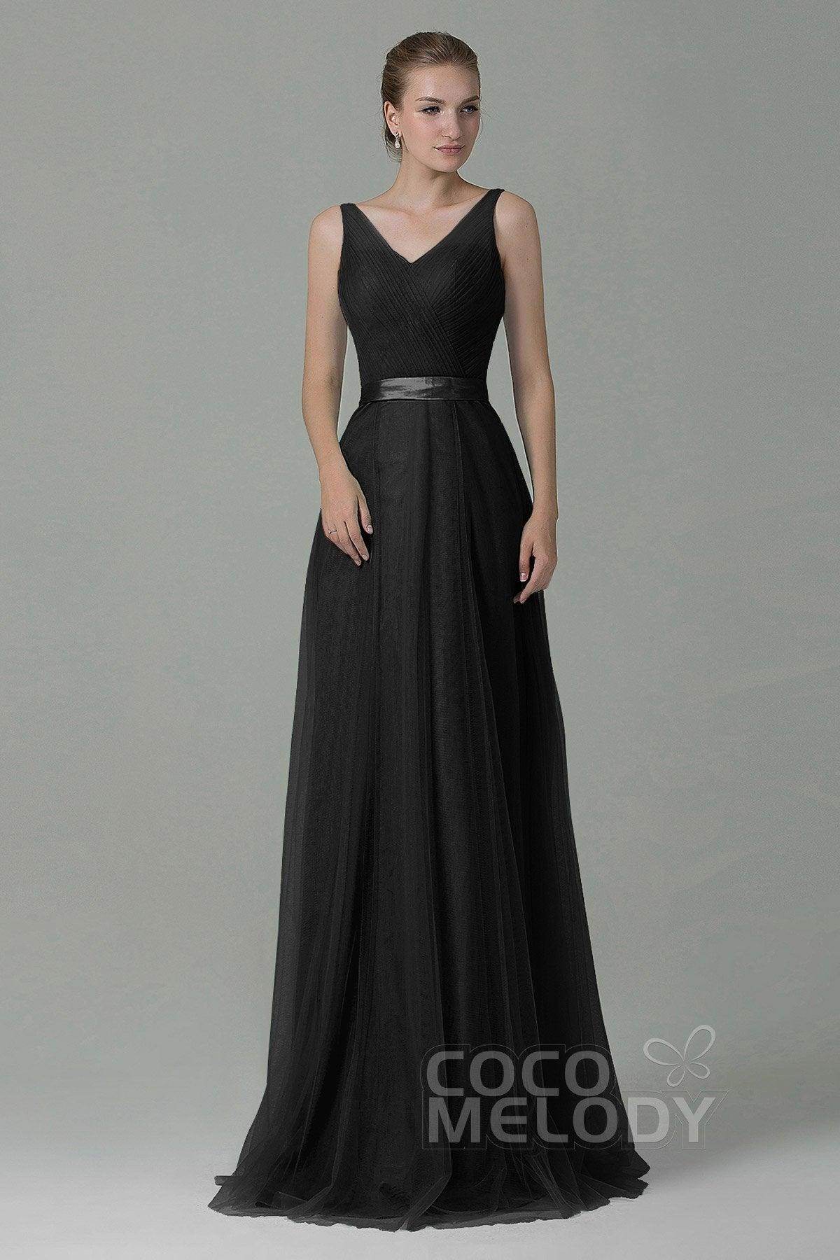 Sheath-Column Floor Length Tulle Bridesmaid Dress COZF1500F