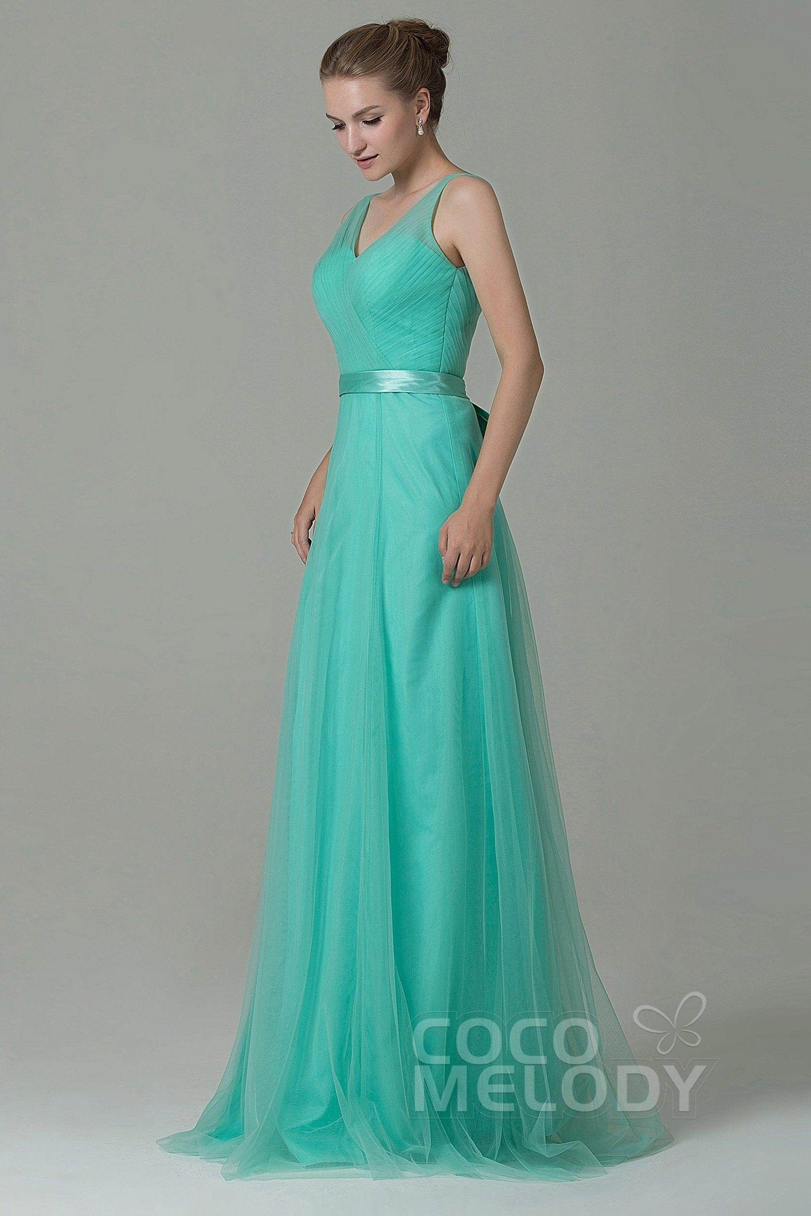 Sheath-Column Floor Length Tulle Bridesmaid Dress COZF1500F