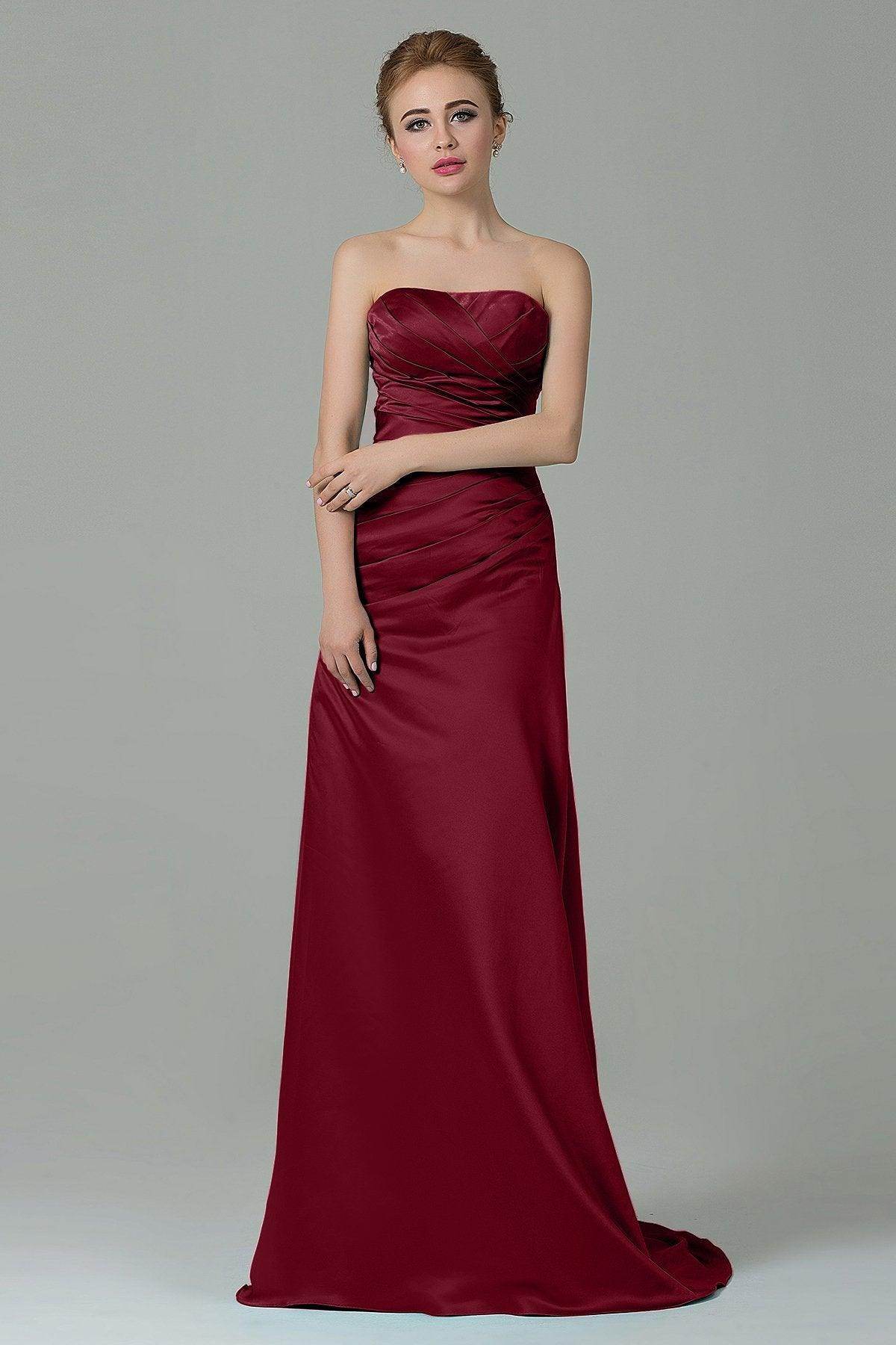 Sheath-Column Sweep Train Satin Bridesmaid Dress COZF15010