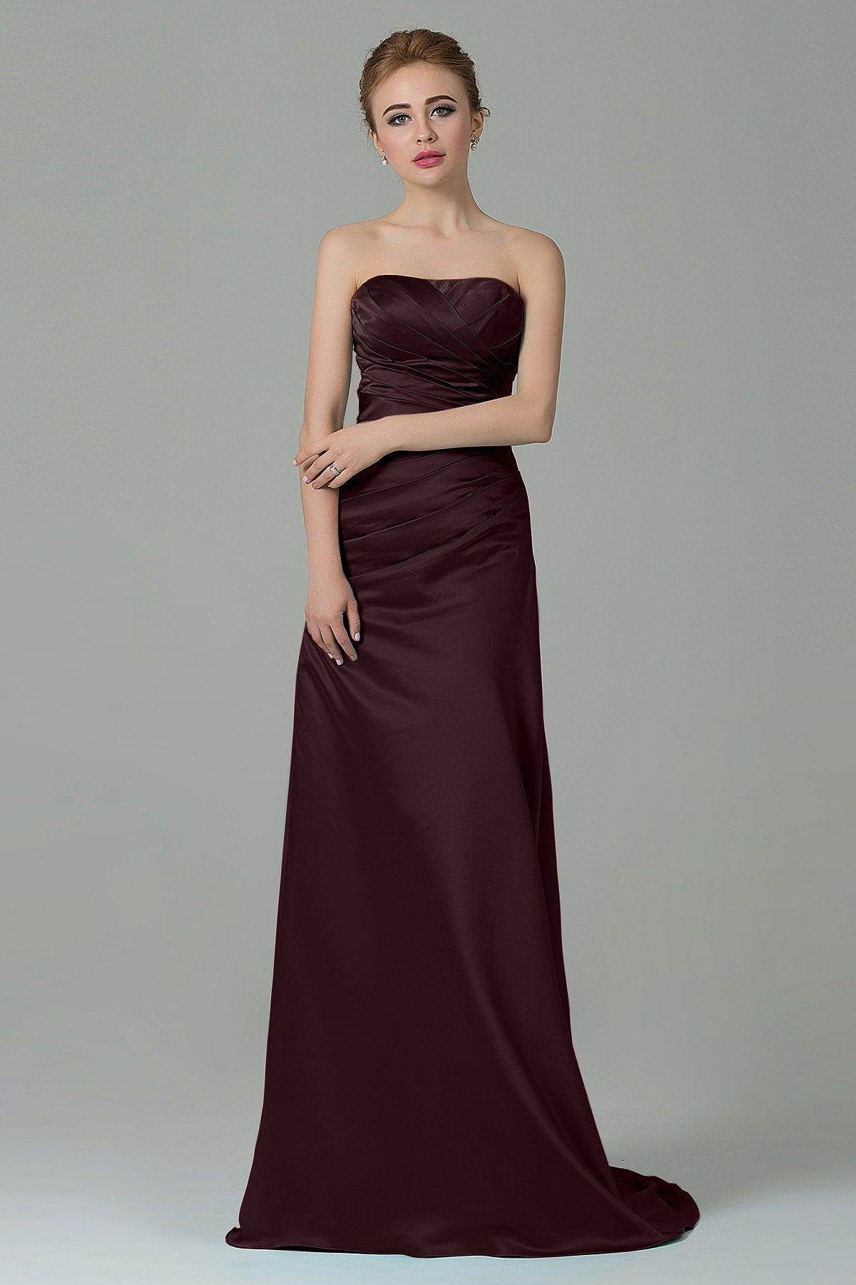 Sheath-Column Sweep Train Satin Bridesmaid Dress COZF15010