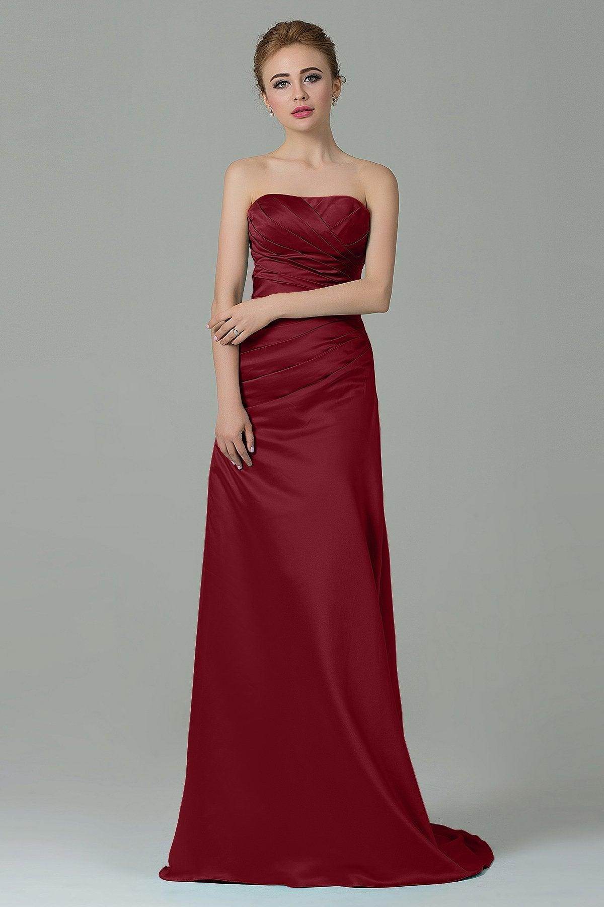 Sheath-Column Sweep Train Satin Bridesmaid Dress COZF15010