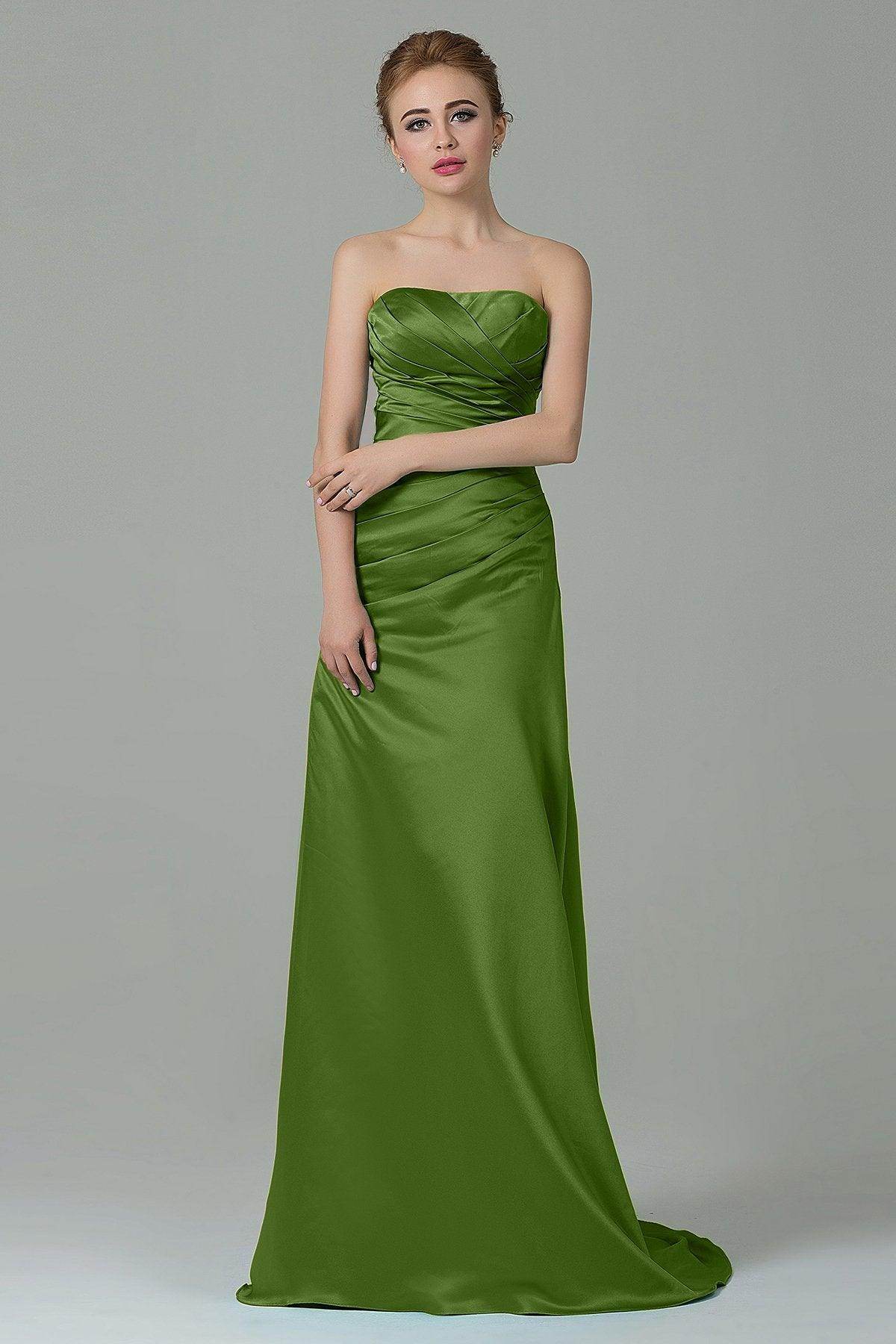 Sheath-Column Sweep Train Satin Bridesmaid Dress COZF15010