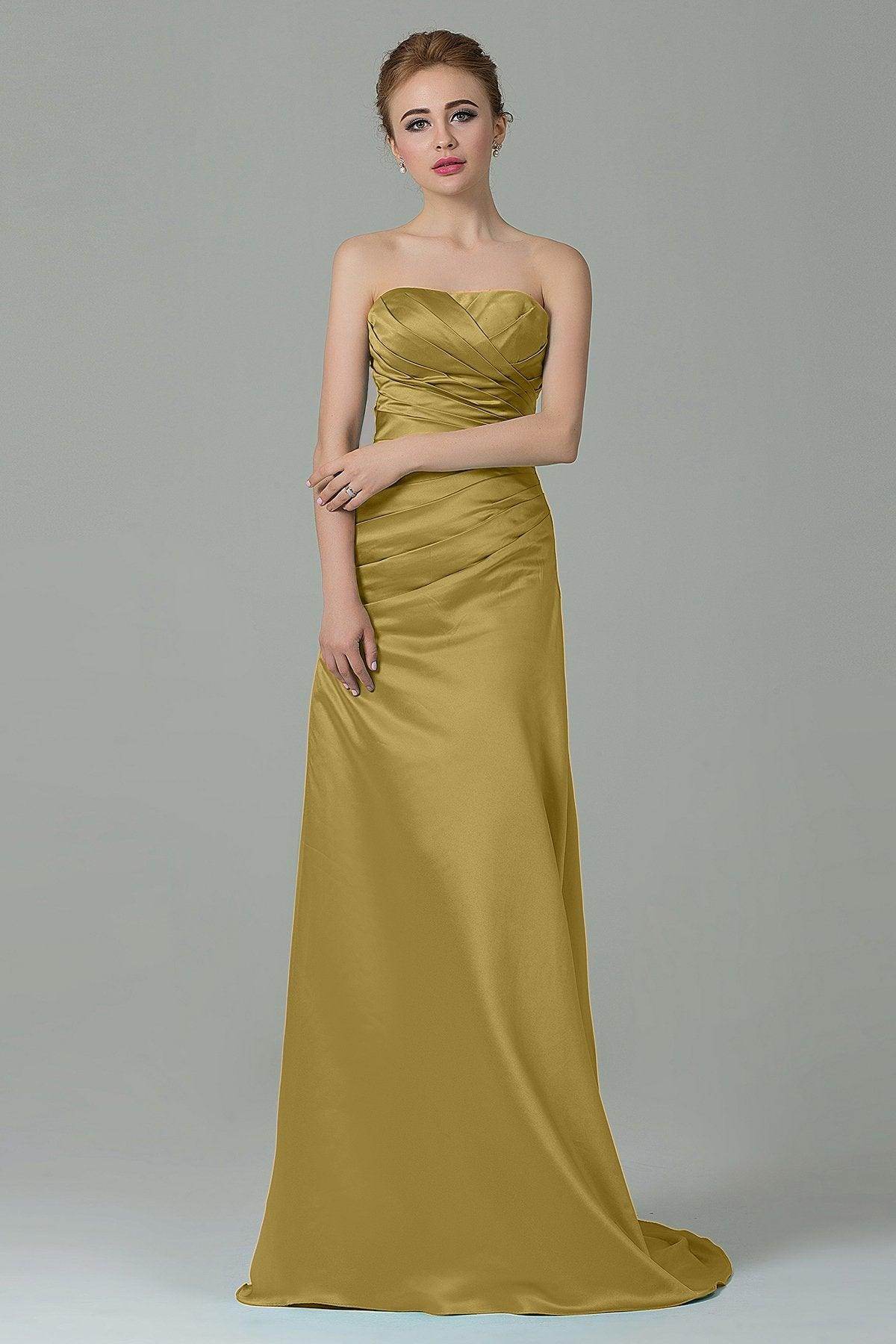 Sheath-Column Sweep Train Satin Bridesmaid Dress COZF15010