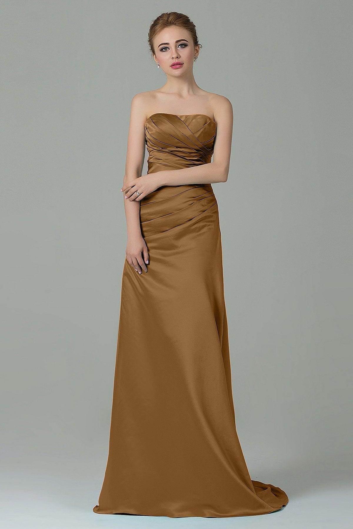 Sheath-Column Sweep Train Satin Bridesmaid Dress COZF15010