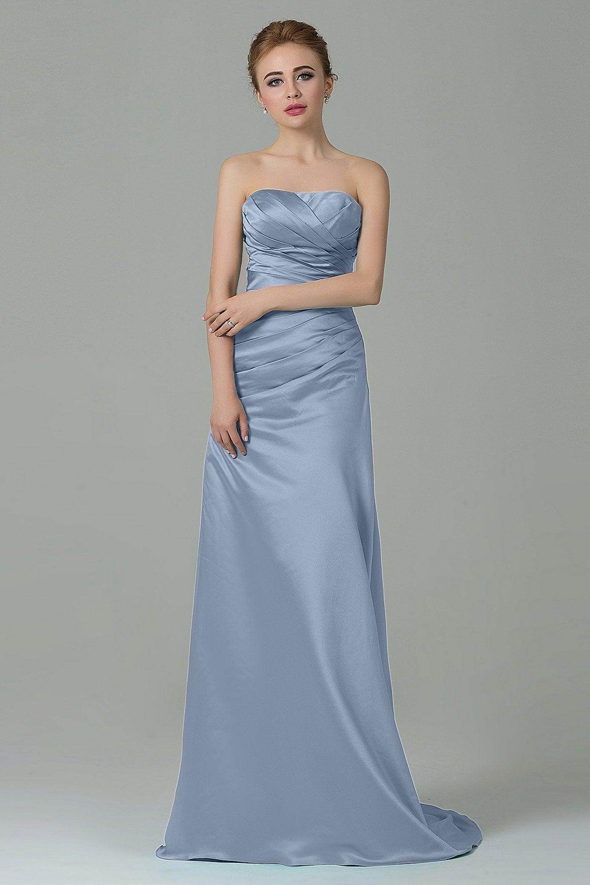 Sheath-Column Sweep Train Satin Bridesmaid Dress COZF15010