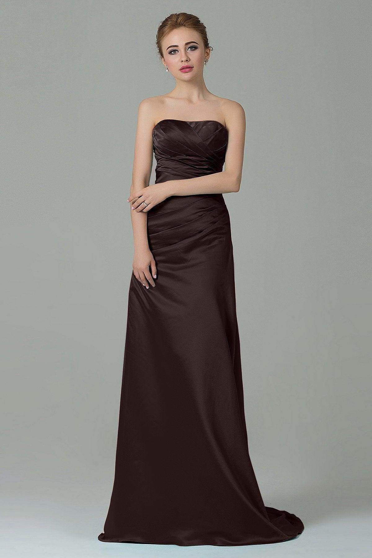 Sheath-Column Sweep Train Satin Bridesmaid Dress COZF15010