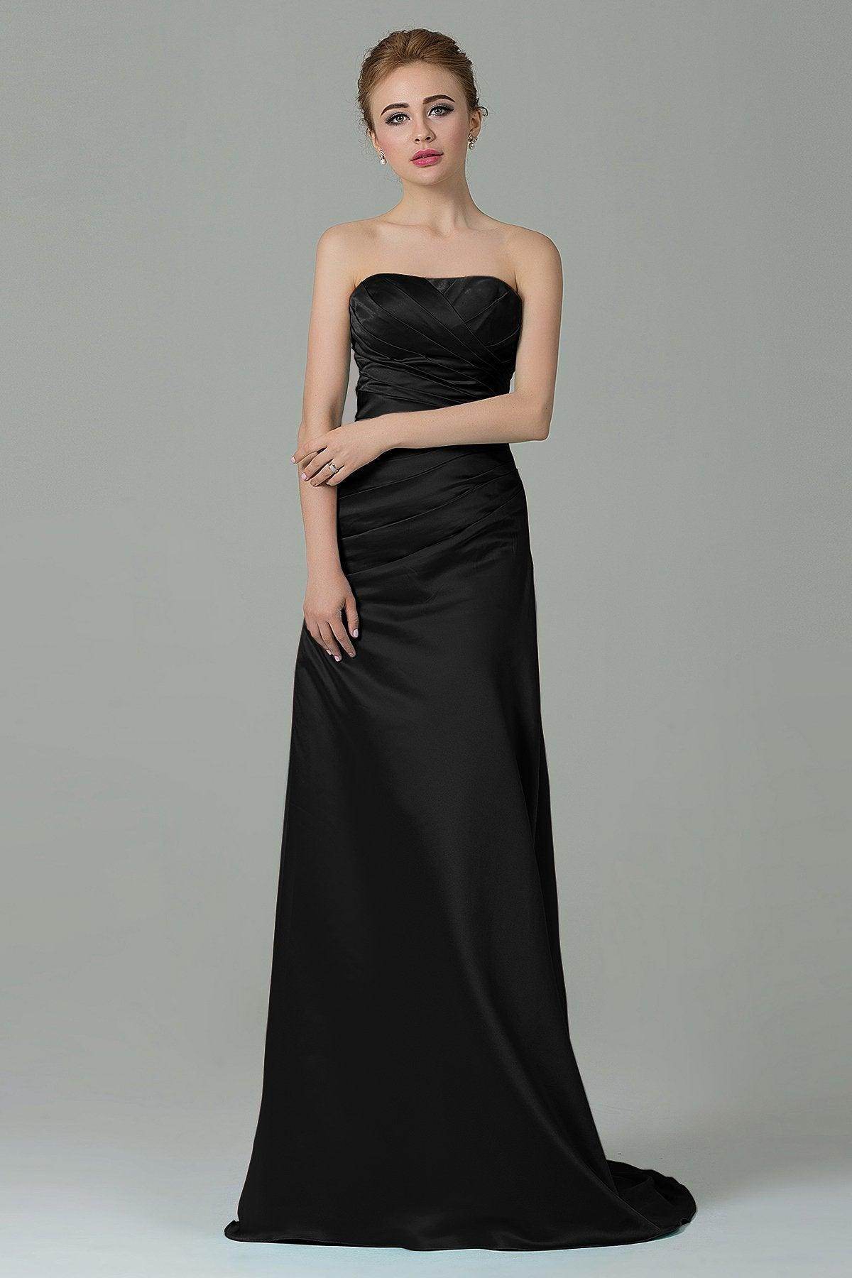 Sheath-Column Sweep Train Satin Bridesmaid Dress COZF15010