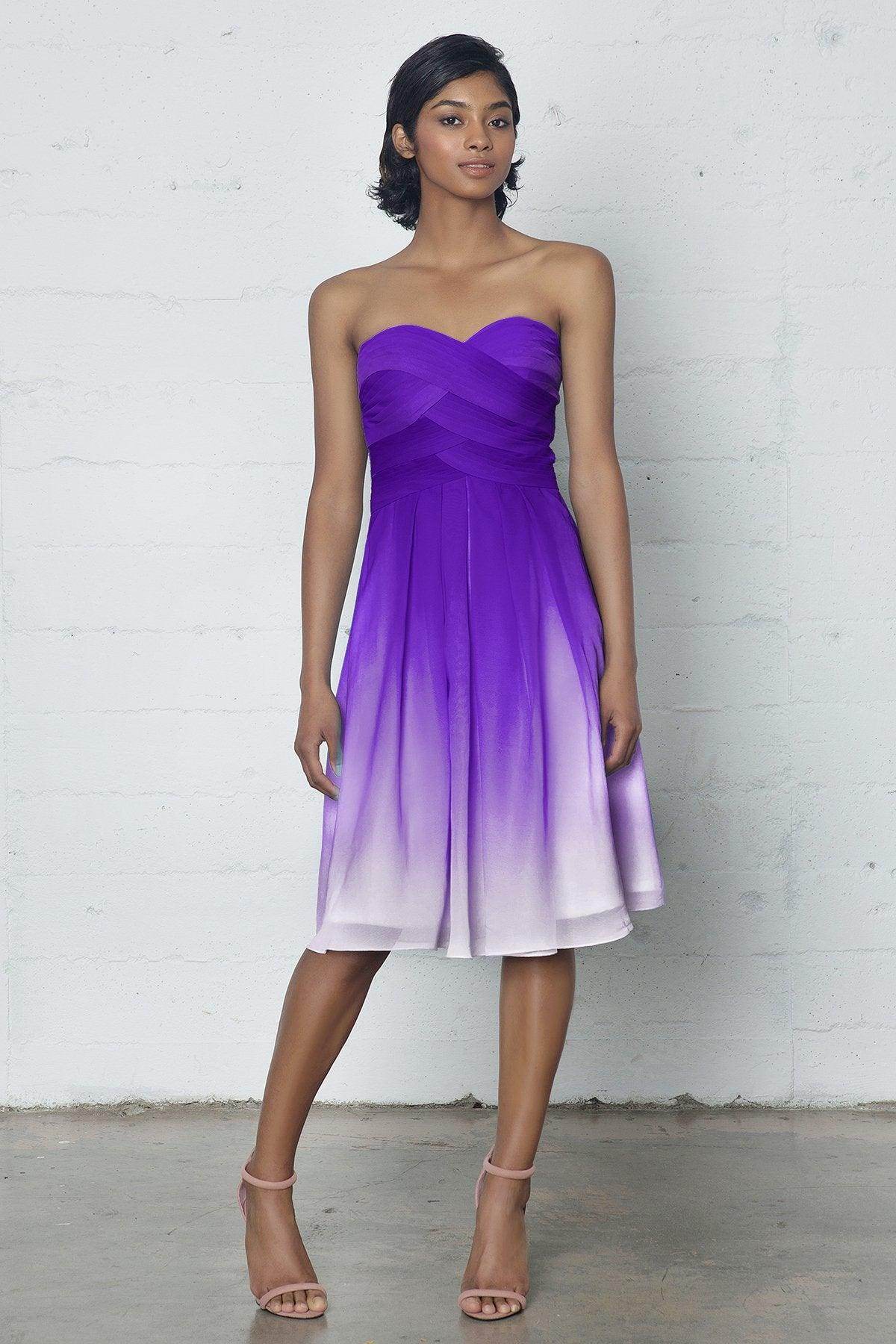 Sheath-Column Knee Length Chiffon Ombre Dress COZF17007