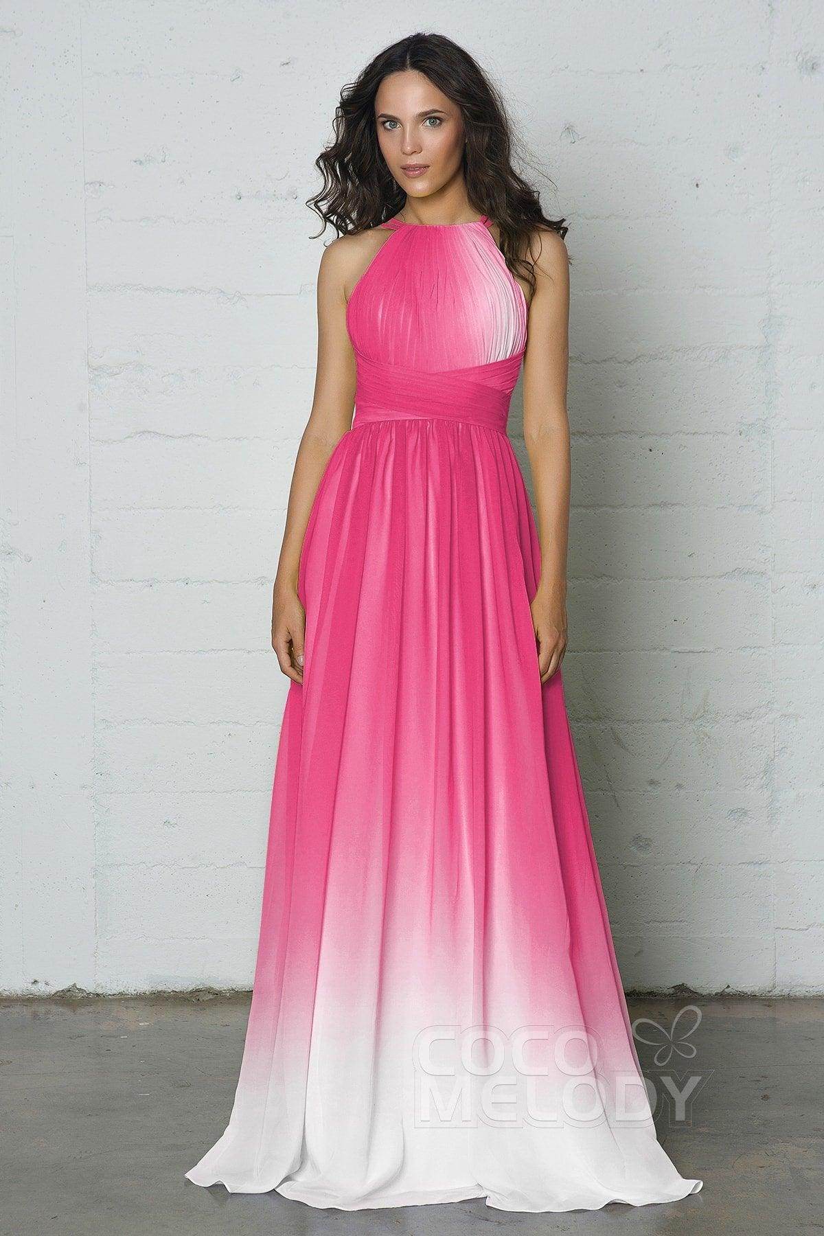 Sheath-Column Floor Length Chiffon Ombre Dress COZF17008
