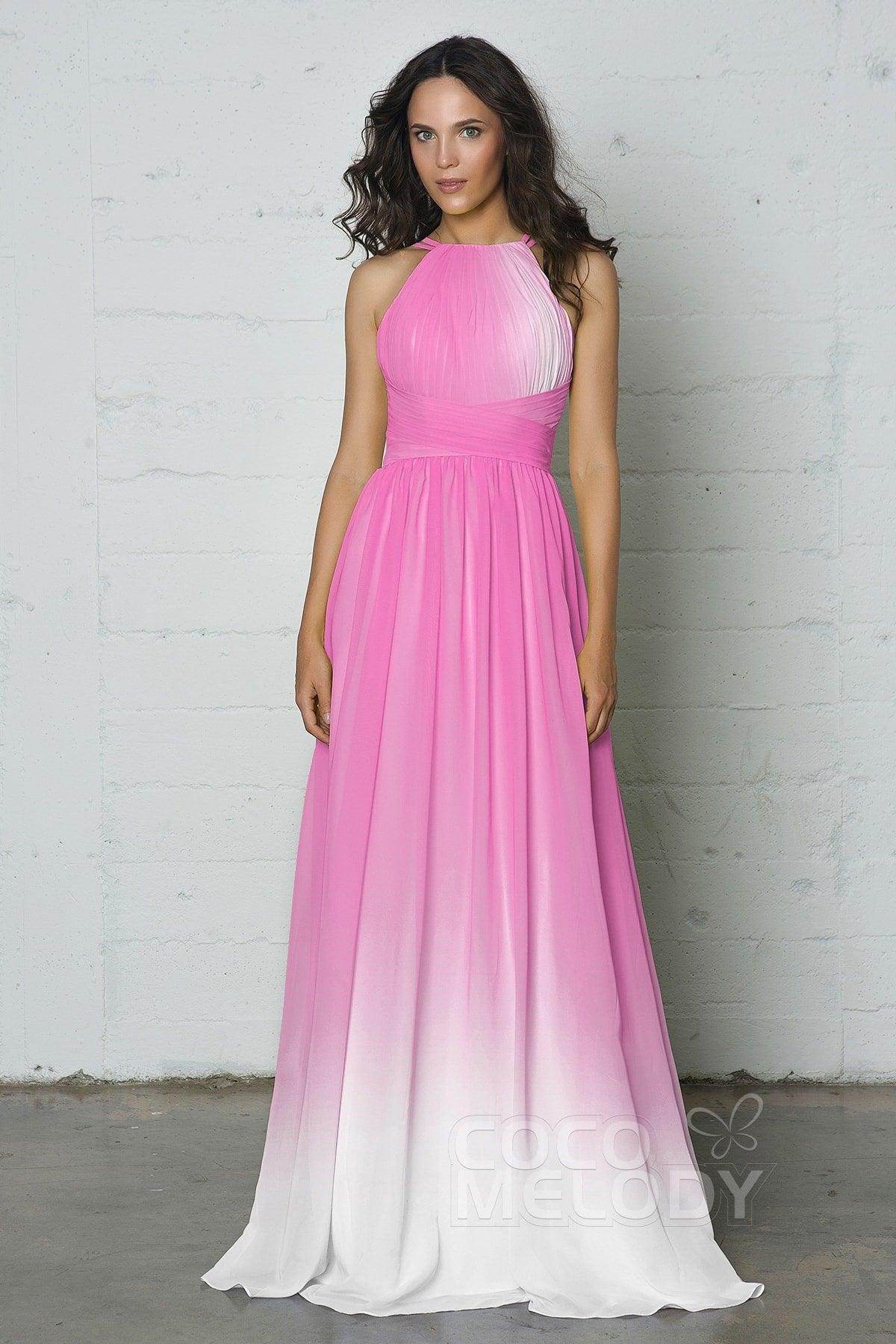 Sheath-Column Floor Length Chiffon Ombre Dress COZF17008